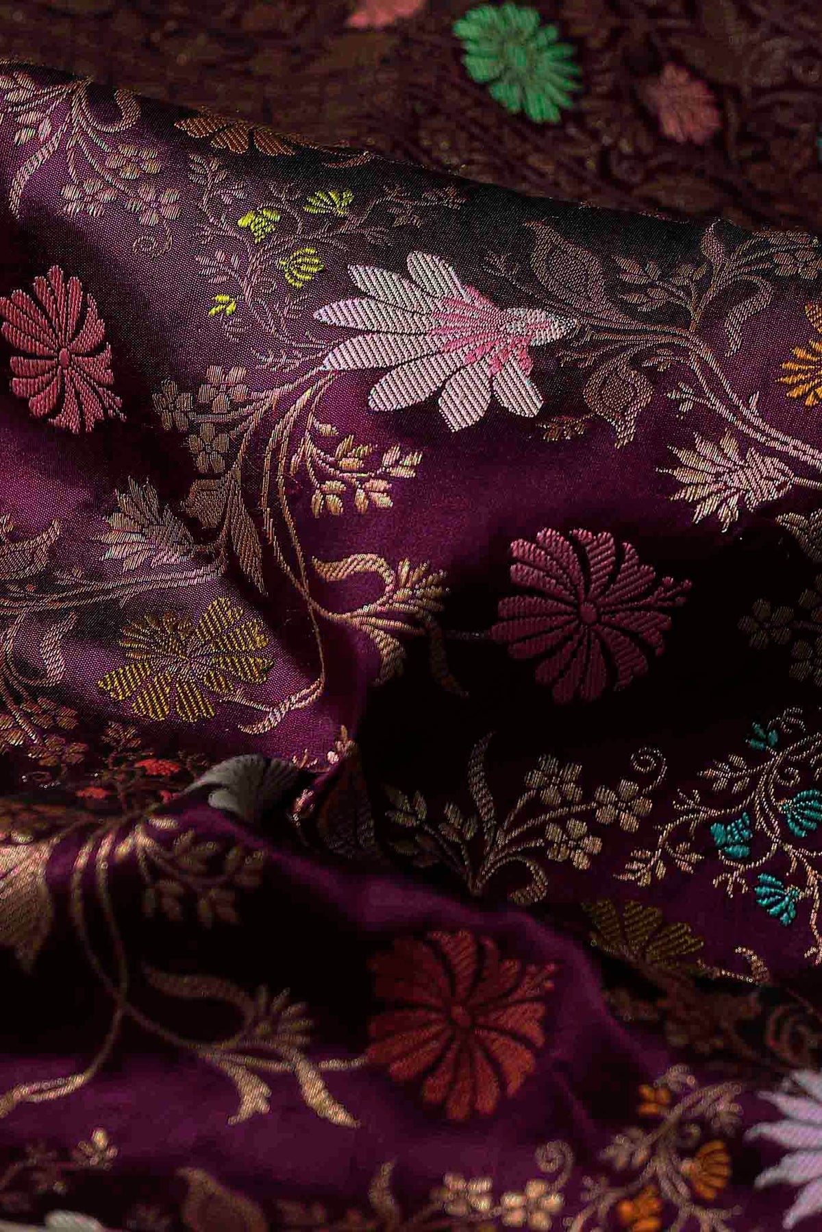 Burgundy Banarasi Silk Saree