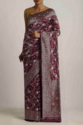 Burgundy Banarasi Silk Saree