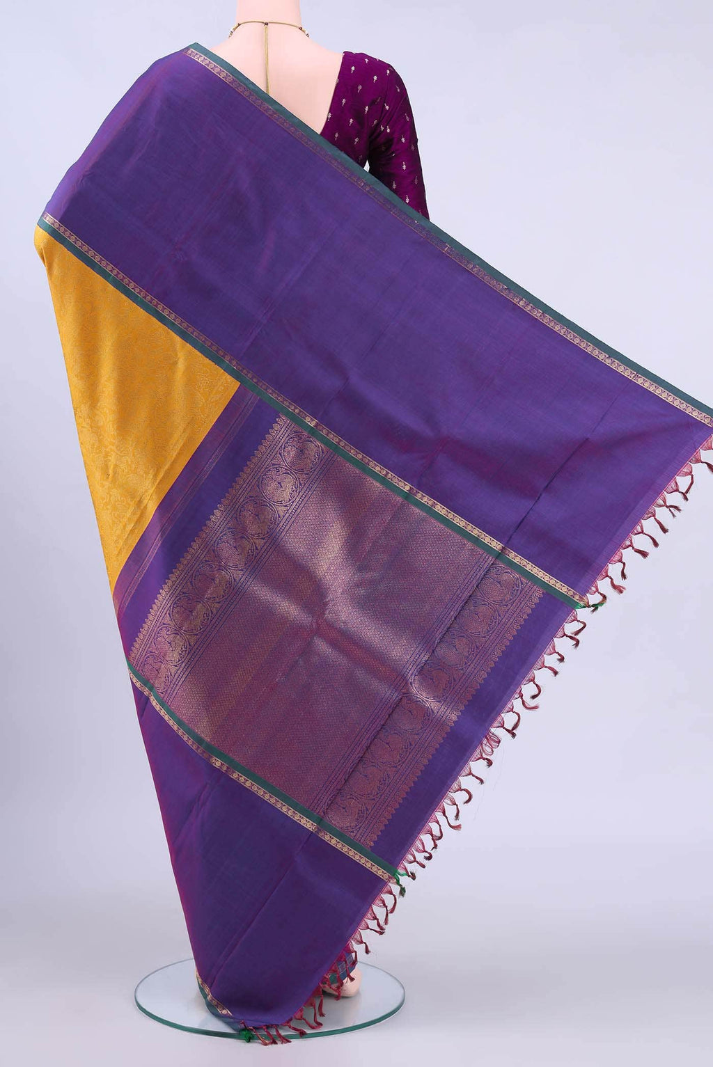 Mustard Kanchipuram Silk Saree