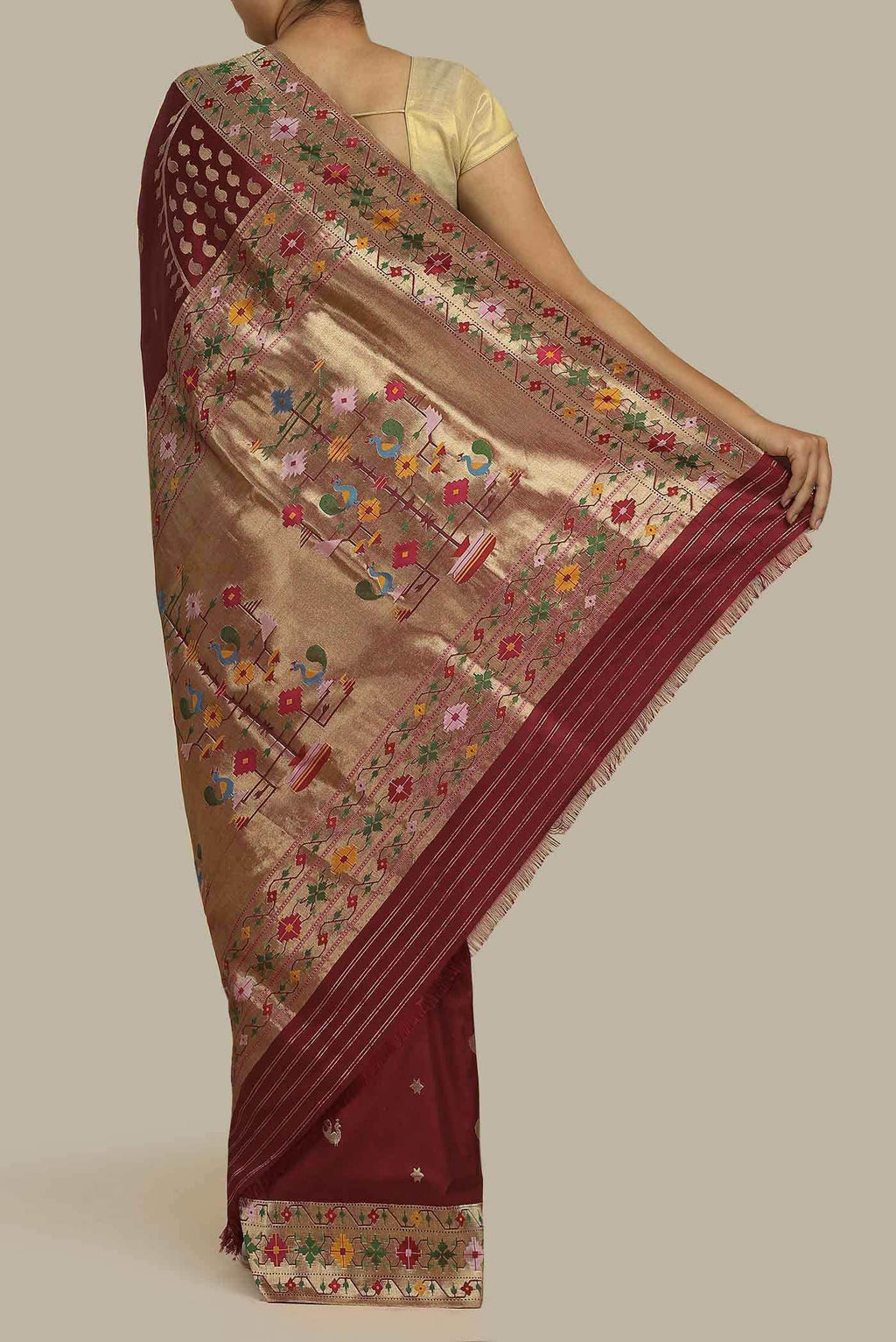 Pure Silk Pure Zari Maroon Paithani Saree