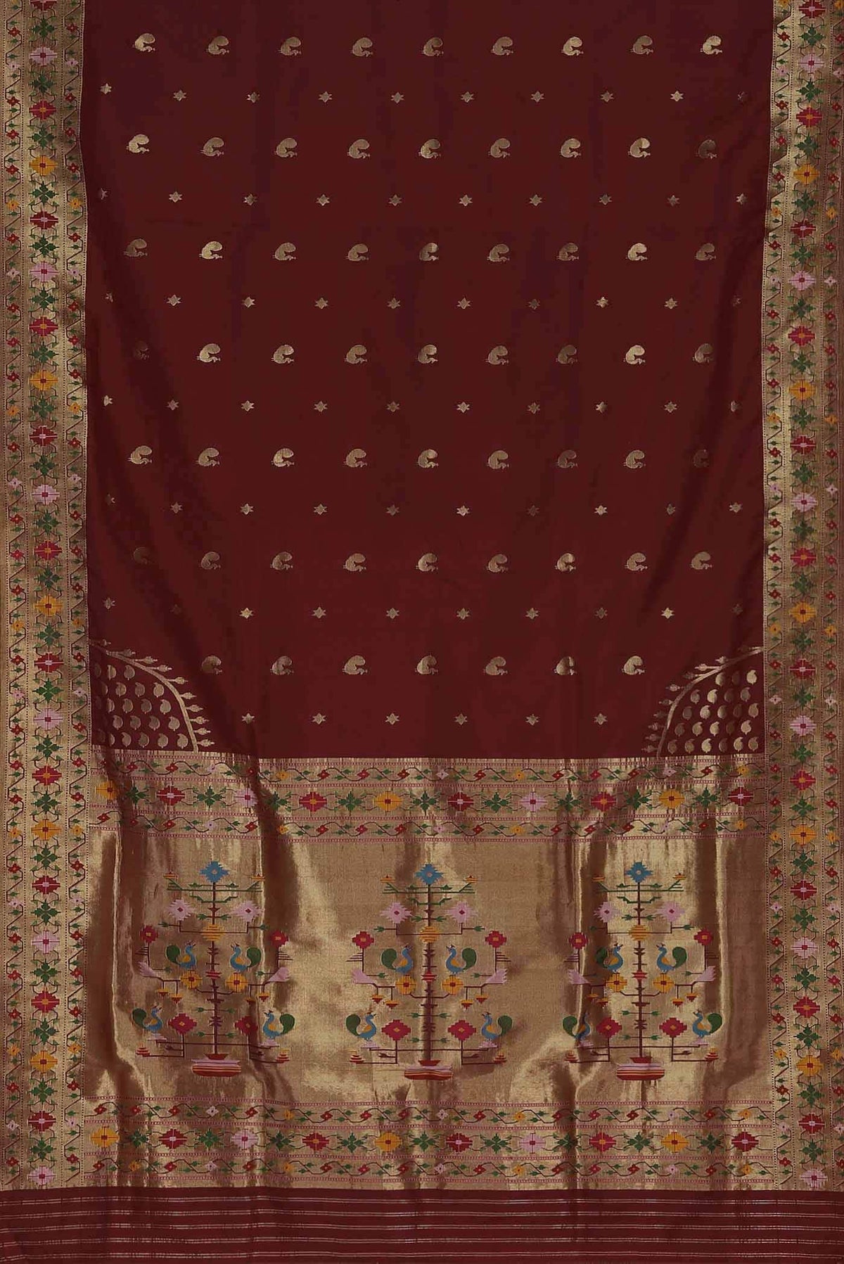 Pure Silk Pure Zari Maroon Paithani Saree