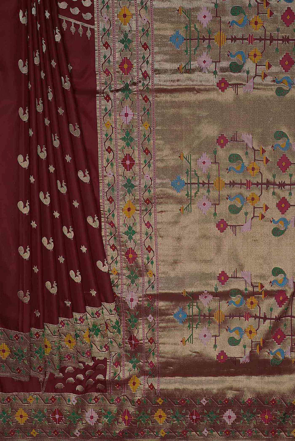 Pure Silk Pure Zari Maroon Paithani Saree