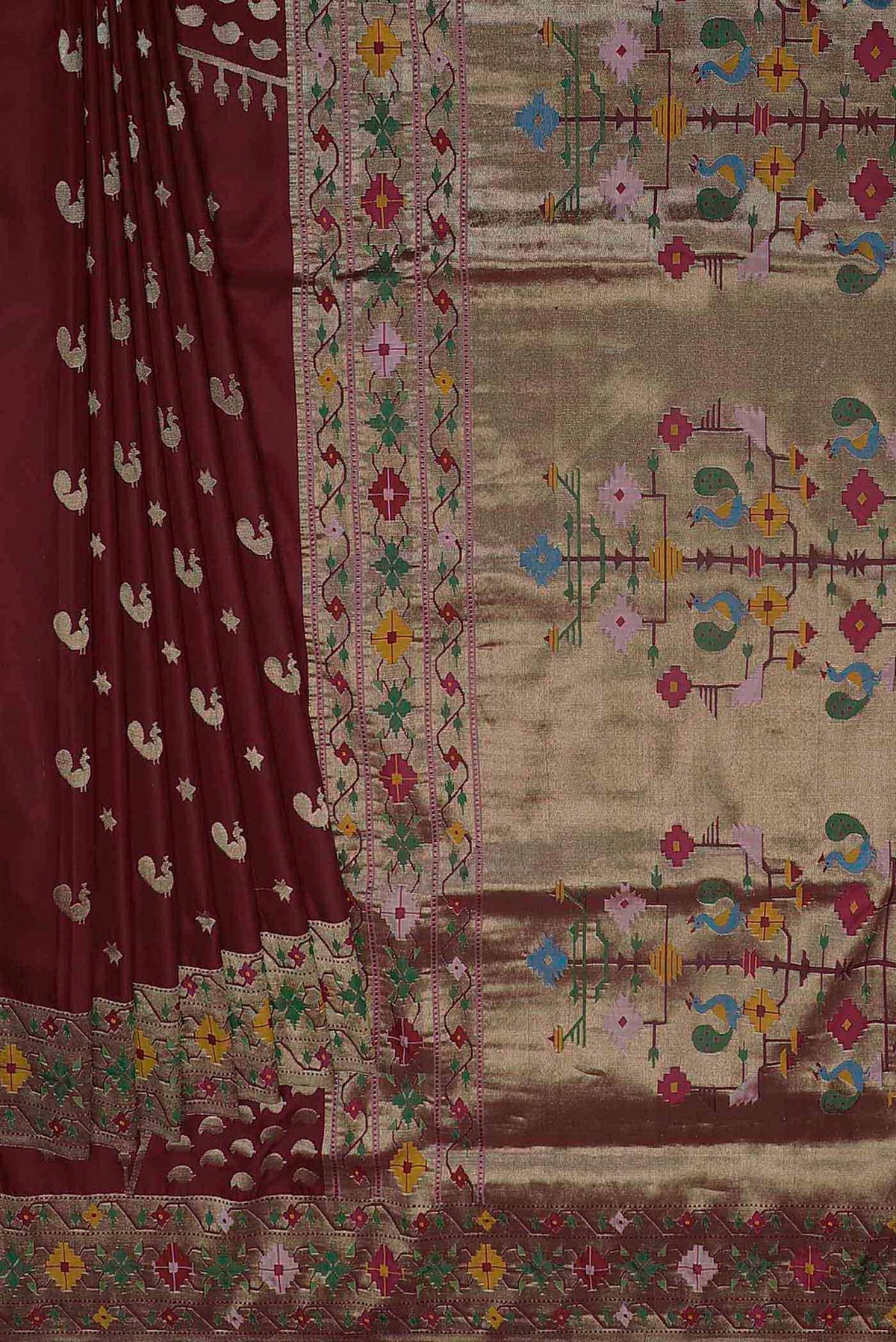 Pure Silk Pure Zari Maroon Paithani Saree