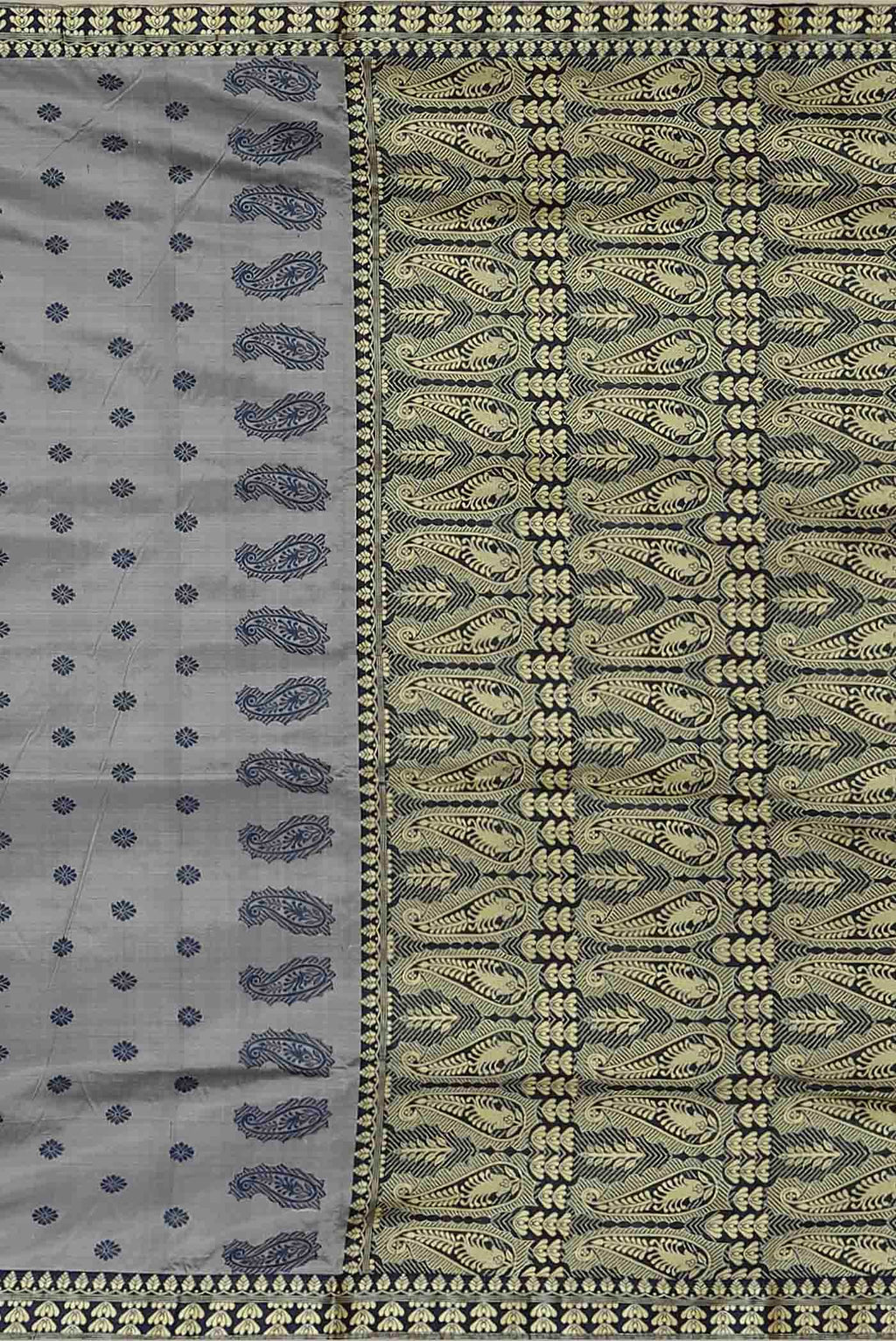 Grey Assam Silk Saree