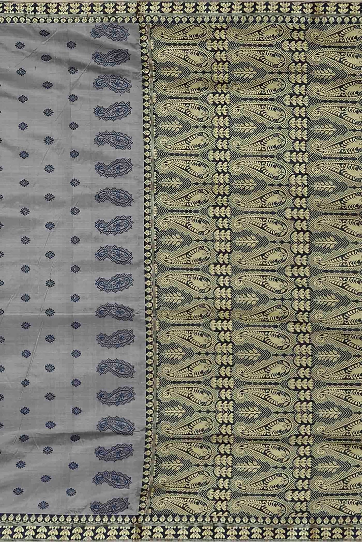 Grey Assam Silk Saree