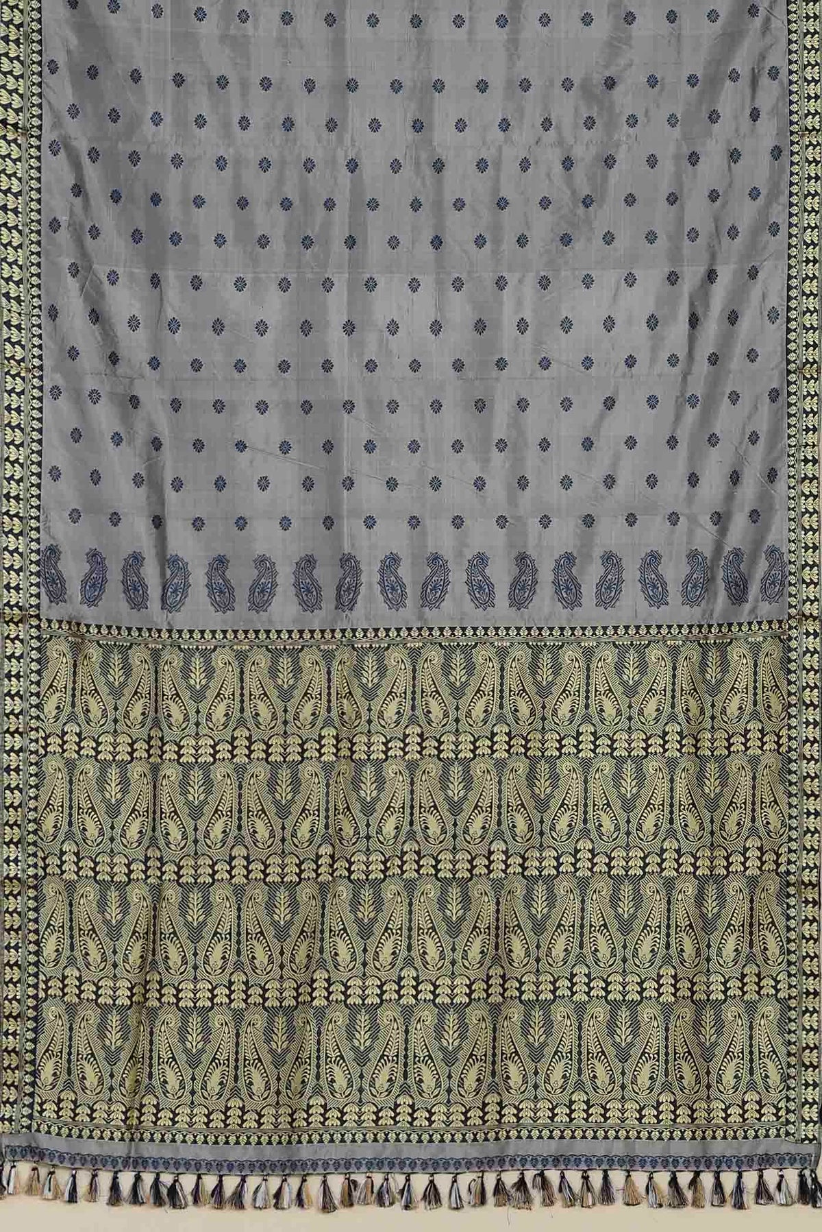 Grey Assam Silk Saree