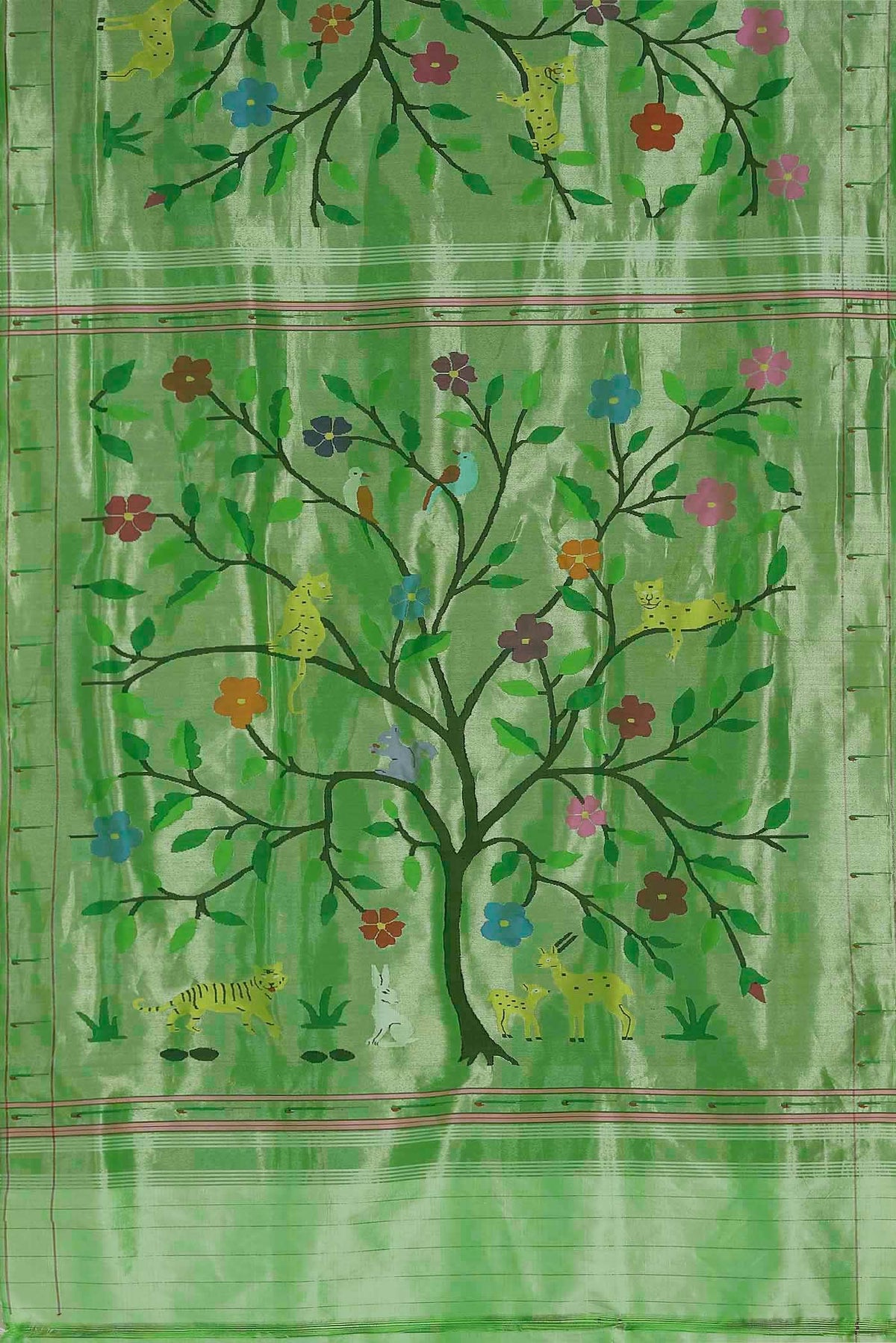 Pure Silk Pure Zari Green Paithani Saree