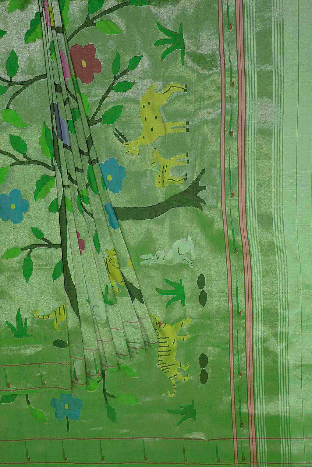 Pure Silk Pure Zari Green Paithani Saree