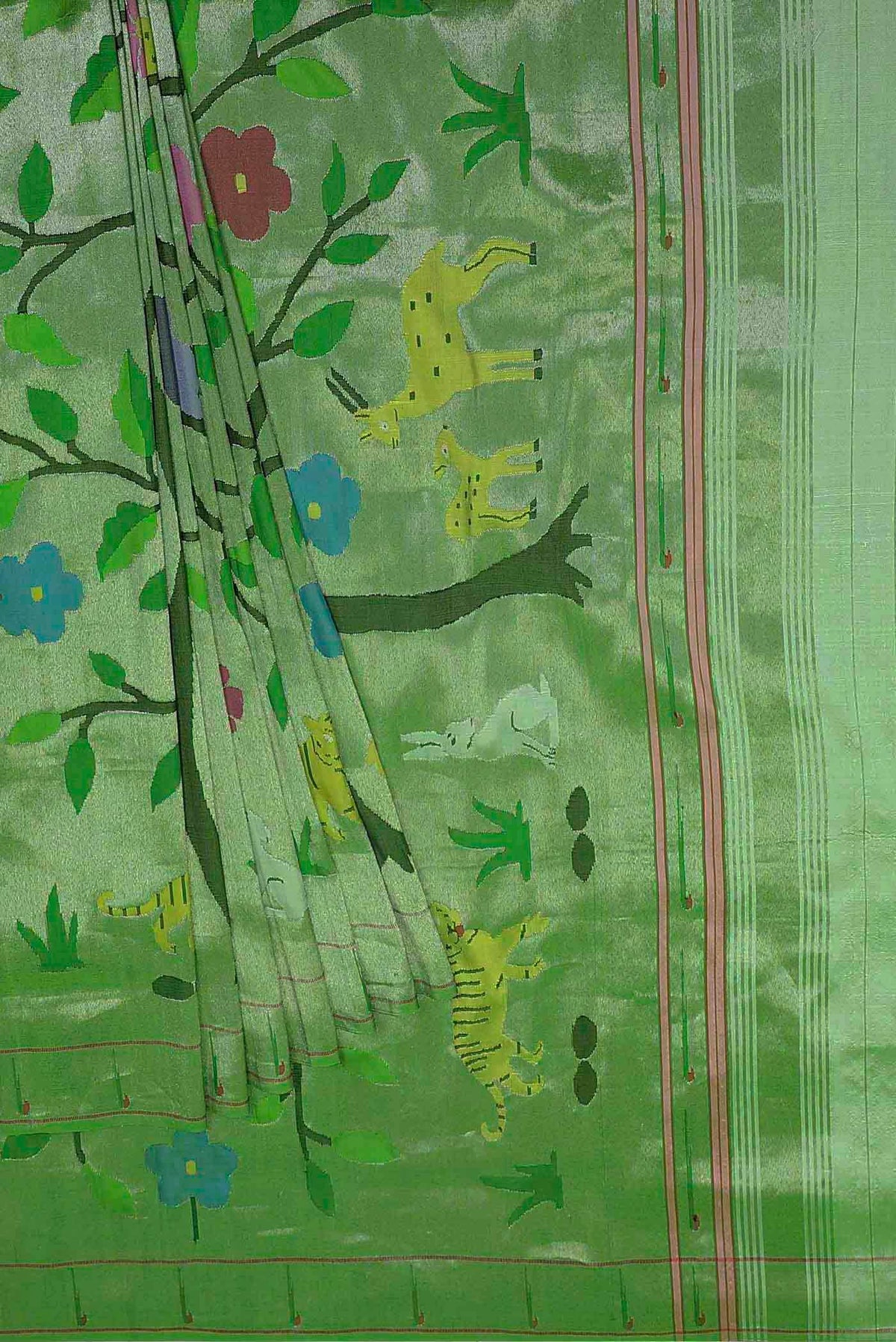 Pure Silk Pure Zari Green Paithani Saree