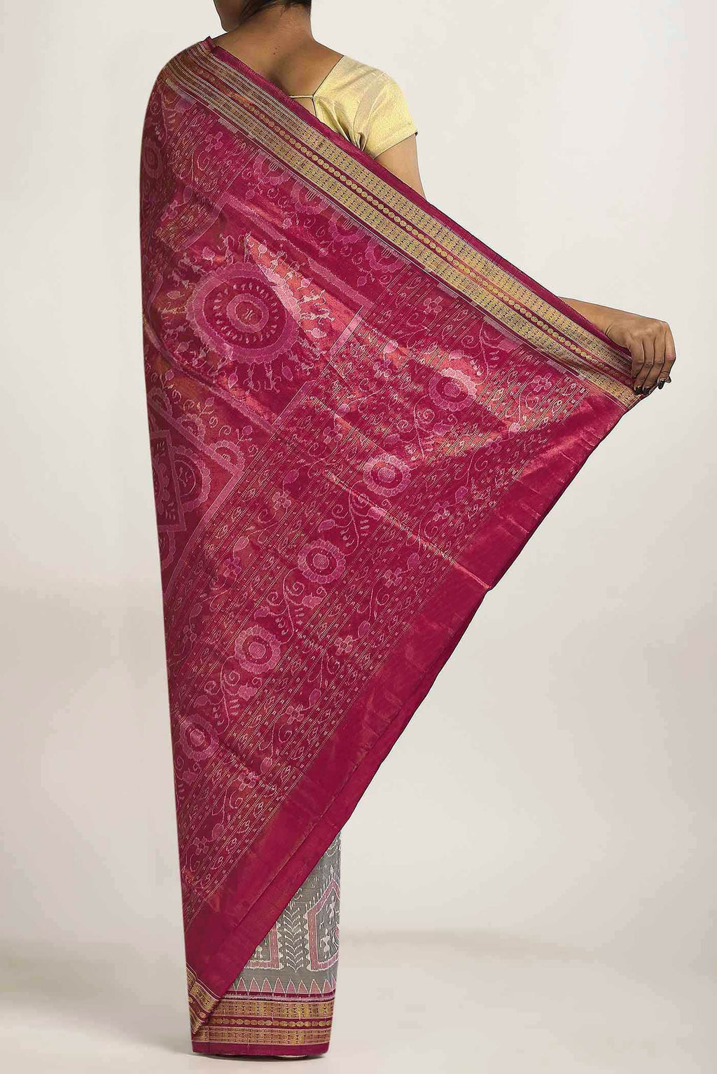 Grey Orissa Silk Saree