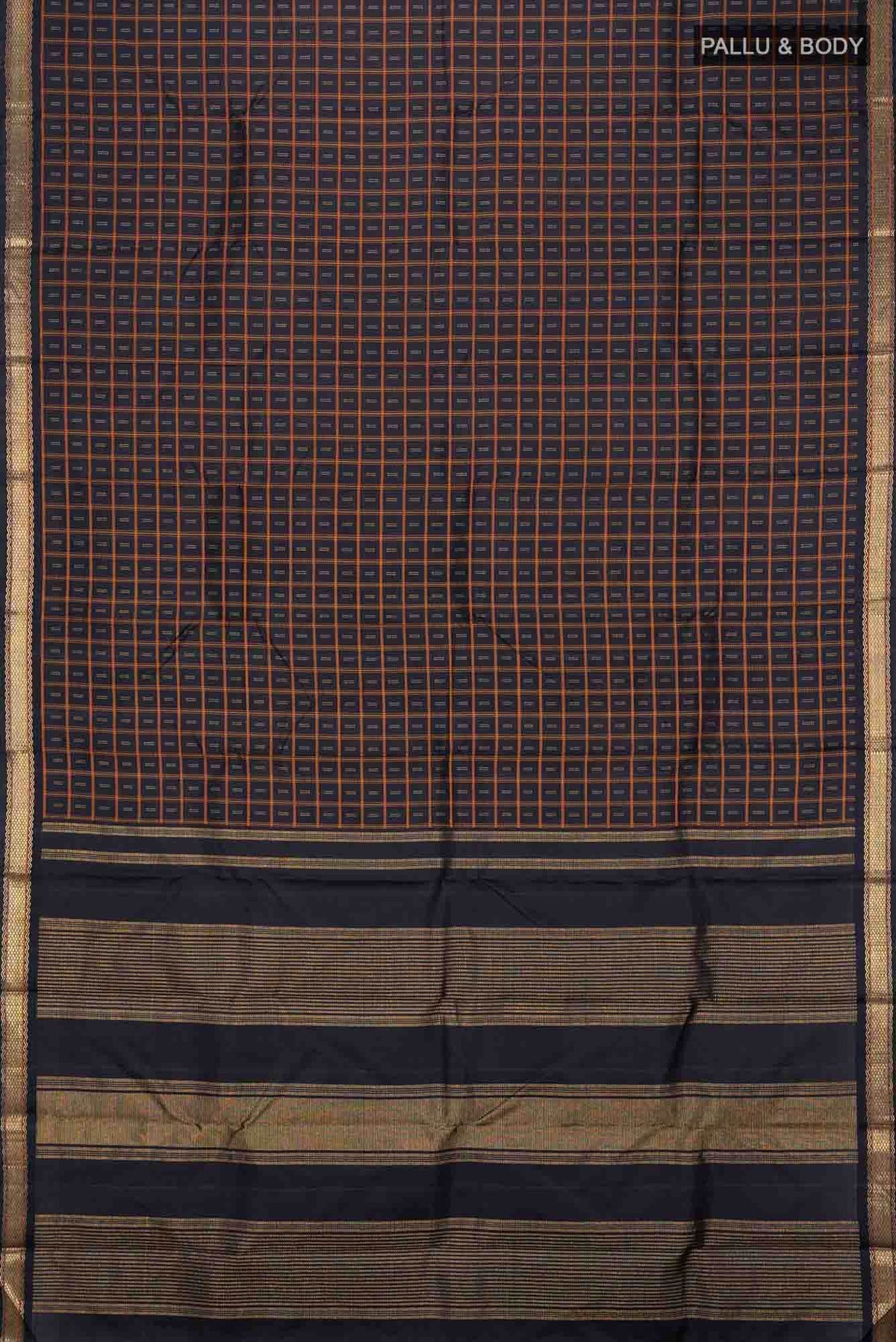 Pure Silk Pure Zari Black Kanjivaram Saree