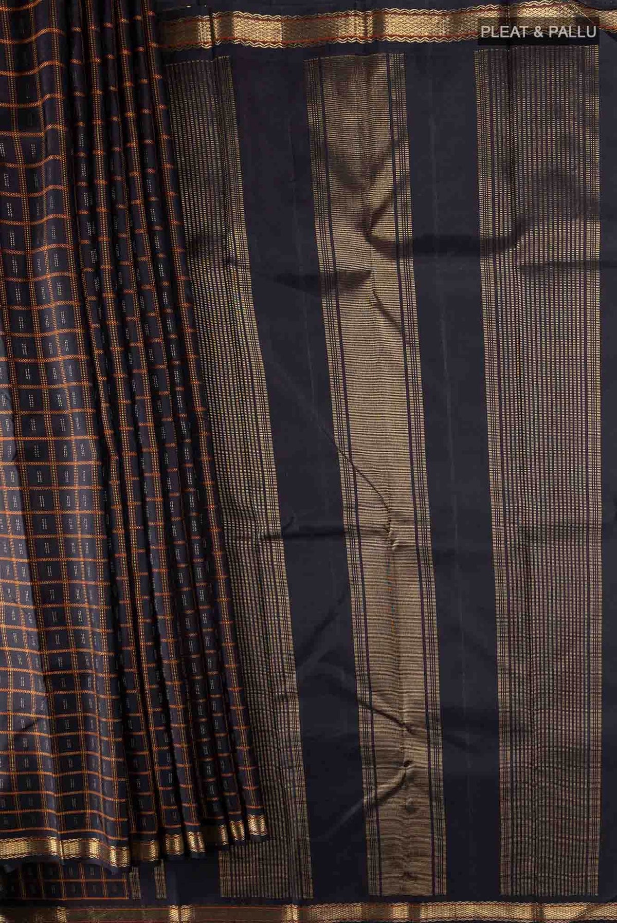 Pure Silk Pure Zari Black Kanjivaram Saree