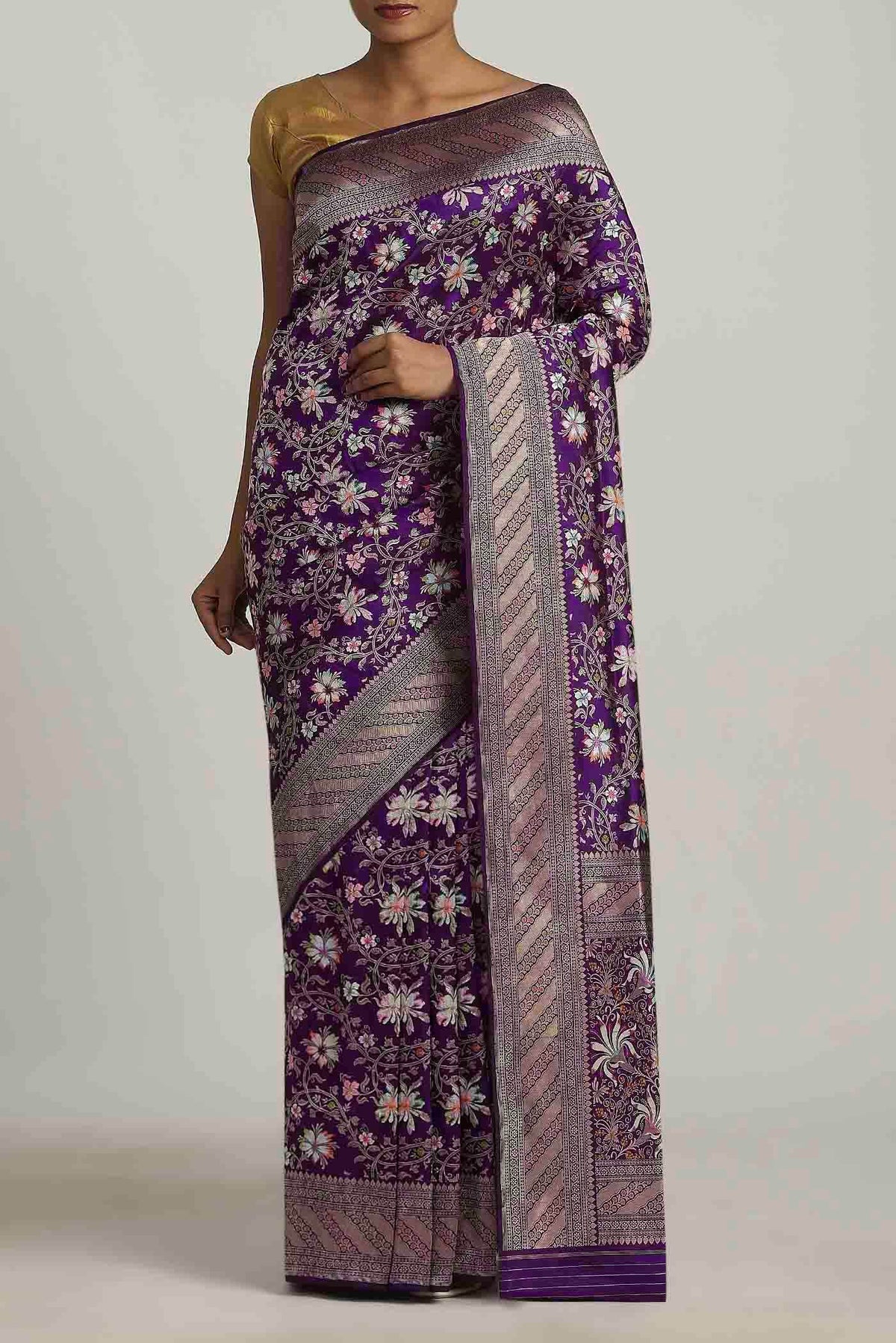 Violet Banarasi Silk Saree