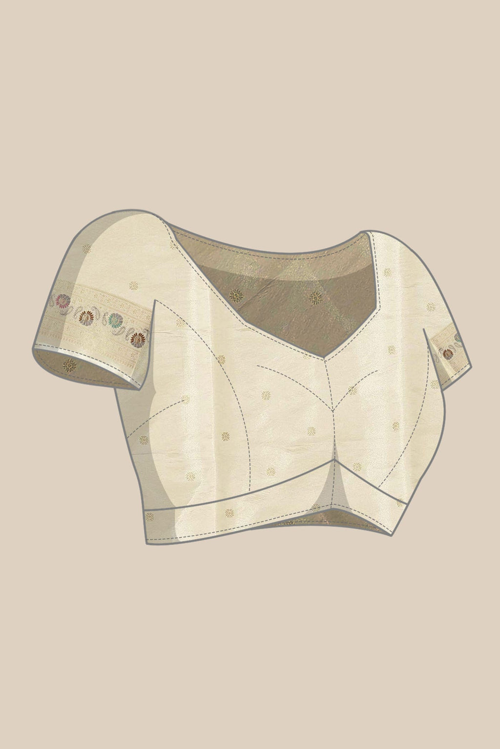 Cream Banarasi Tissue Silk Saree