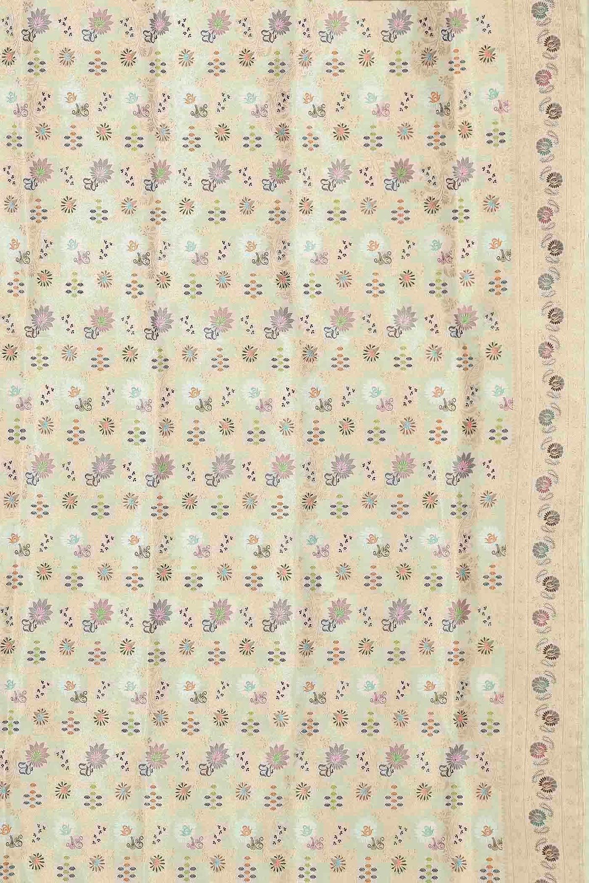 Cream Banarasi Tissue Silk Saree