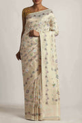 Cream Banarasi Tissue Silk Saree