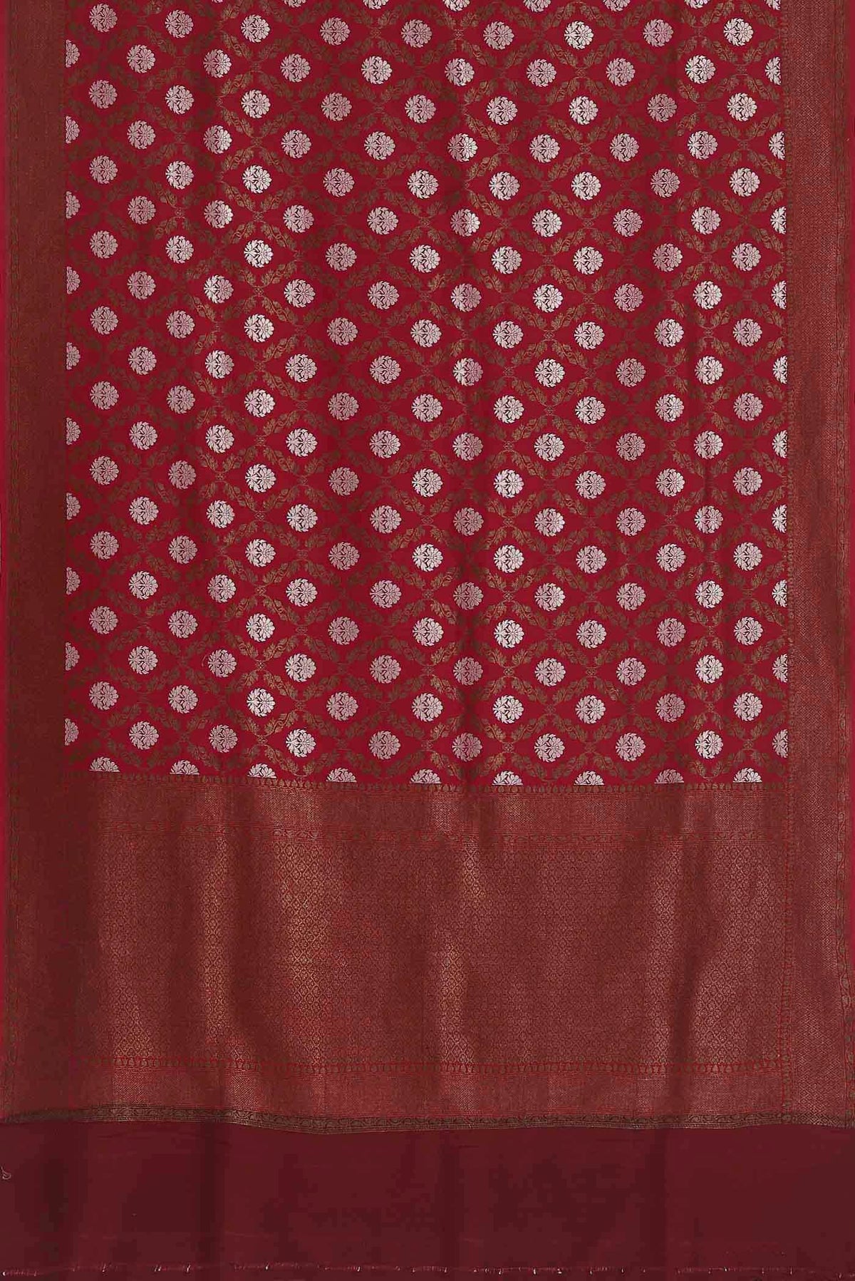 Maroon Banarasi Tussar Georgette Saree