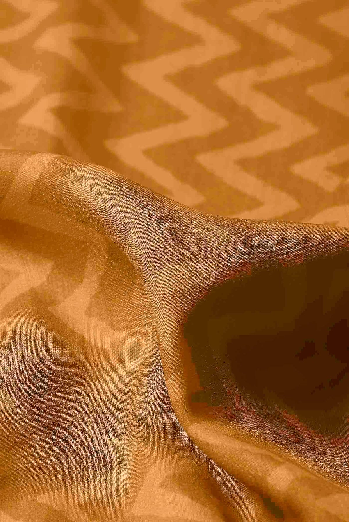 Orange Printed Silk Saree