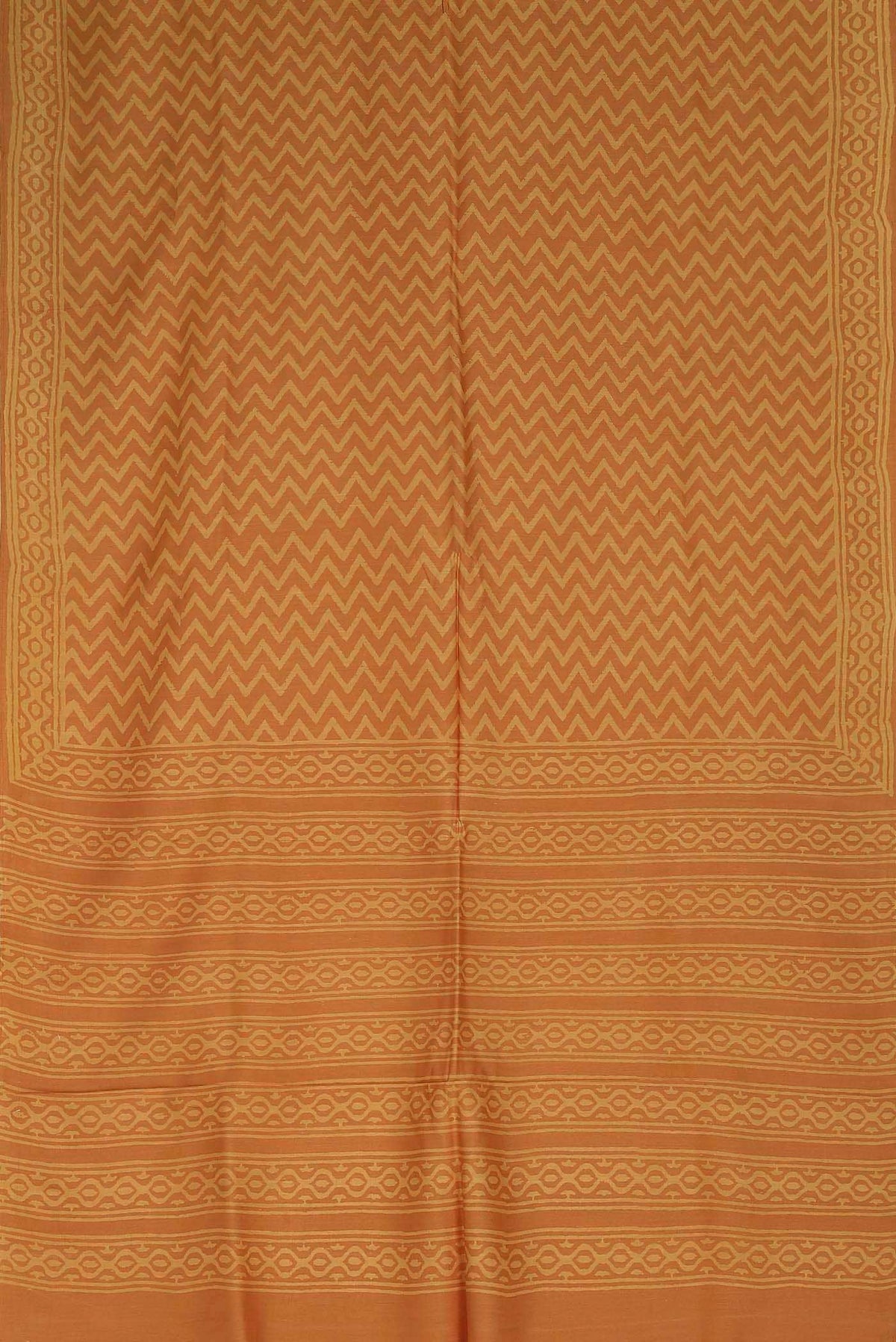 Orange Printed Silk Saree