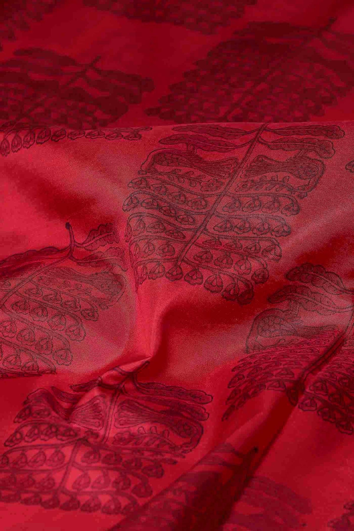 Red Printed Silk Saree