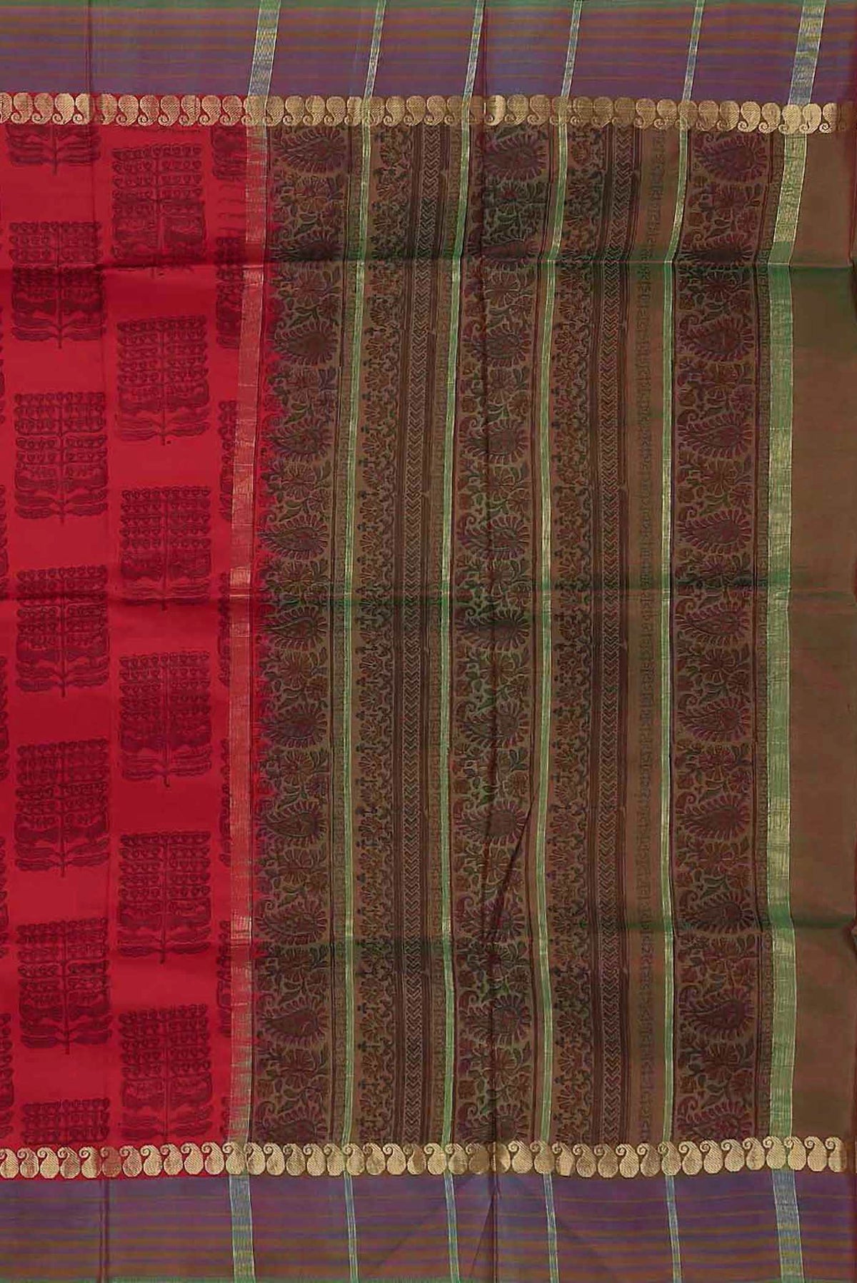 Red Printed Silk Saree