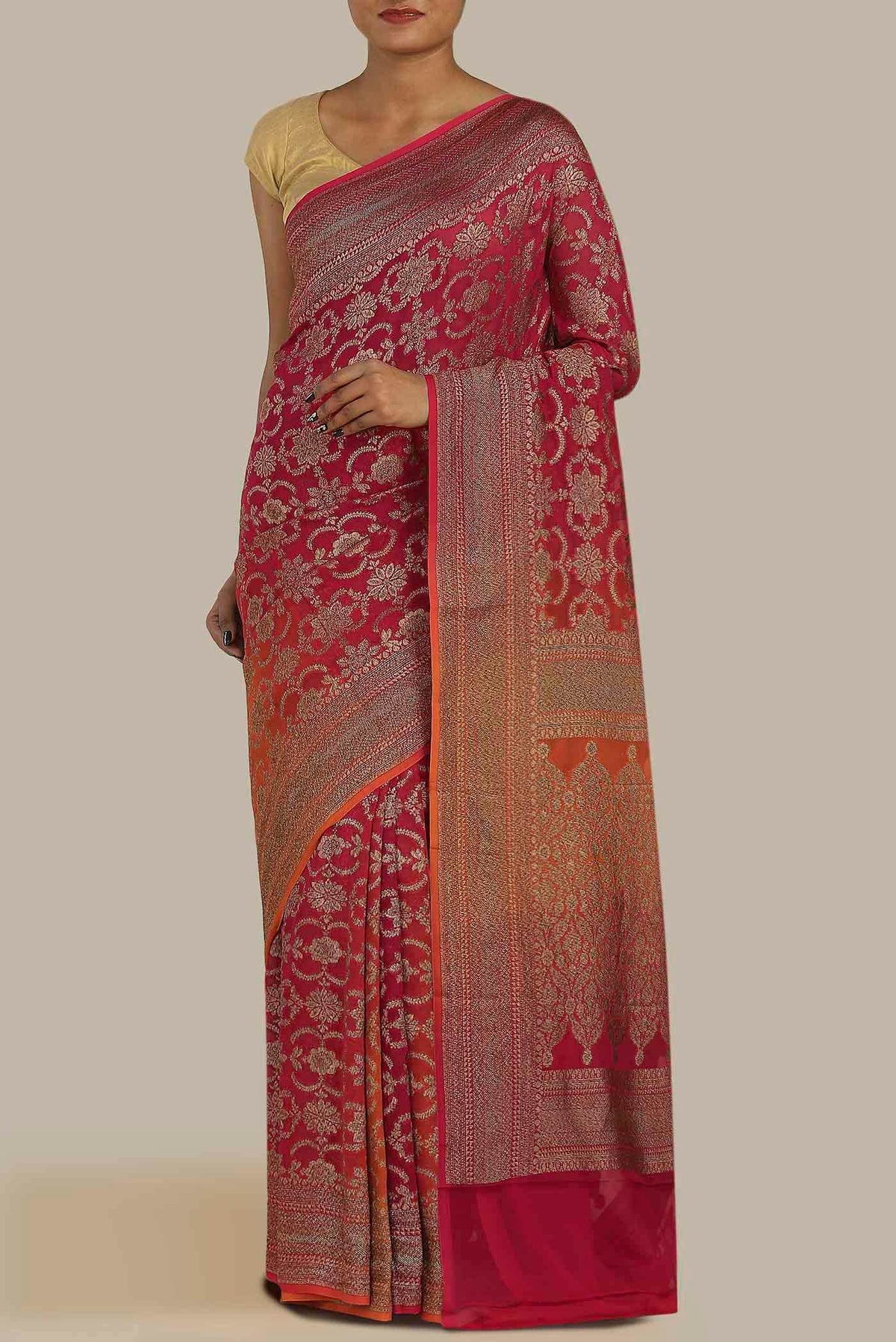 Red Banarasi Georgette Saree