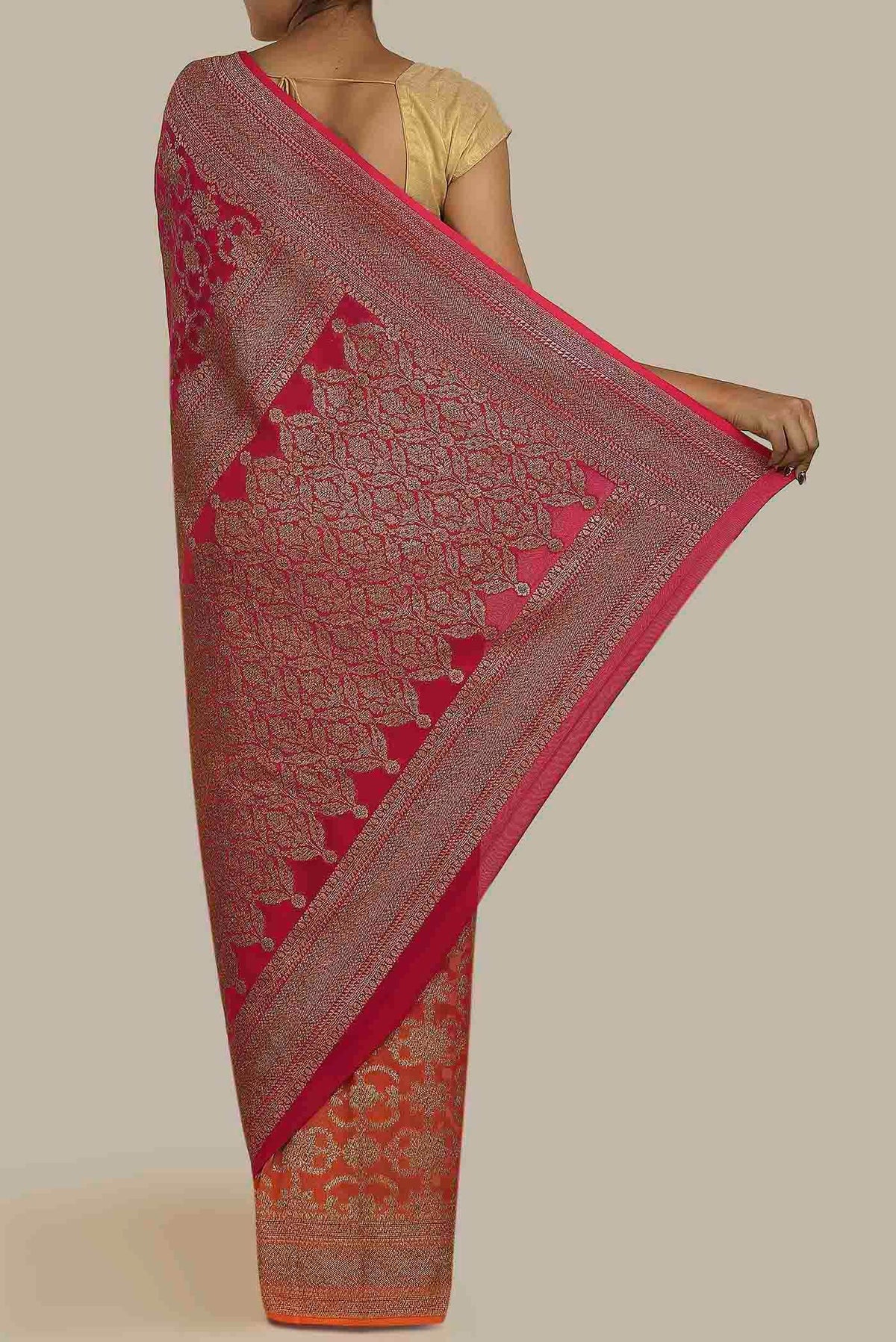 Red Banarasi Georgette Saree