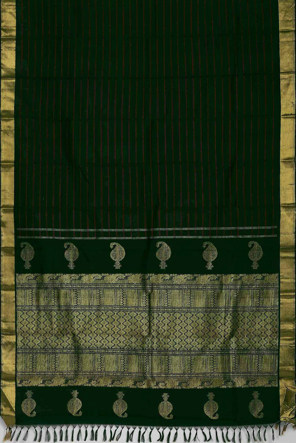 Bottle Green Kanchipuram Silk Saree