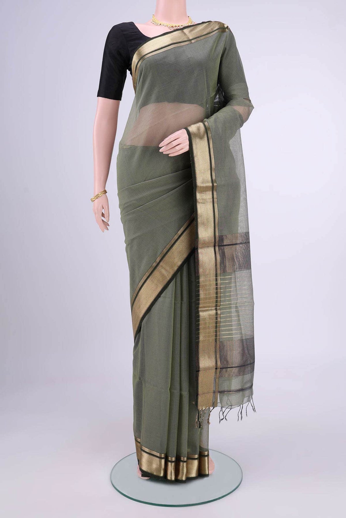 yes Dual Tone Maheshwari Silk Cotton Saree