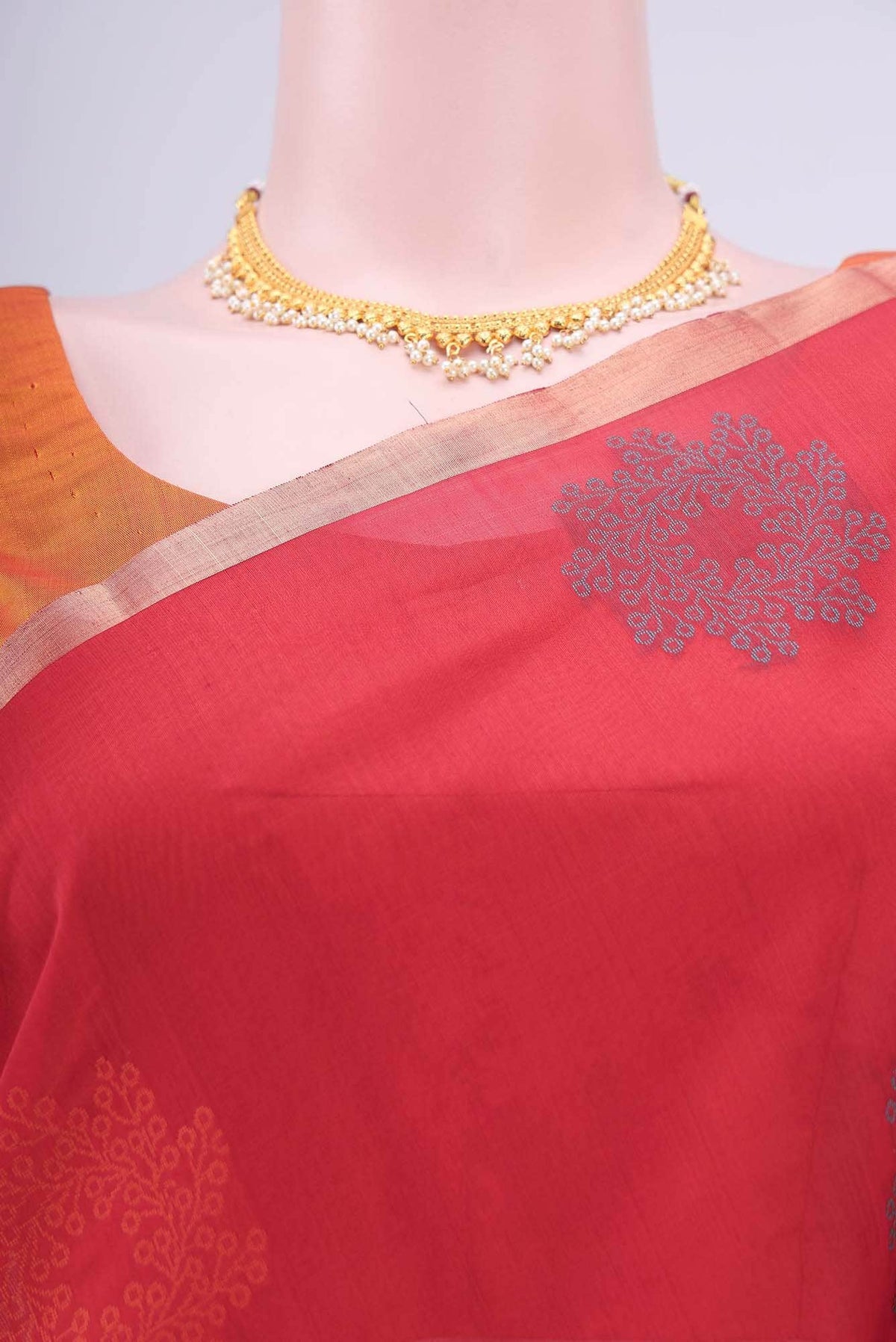 Deep Red Kota Cotton Saree