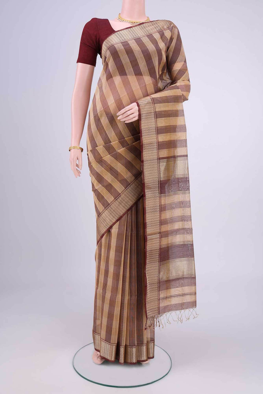 short color Dual Tone Maheshwari Silk Cotton Saree