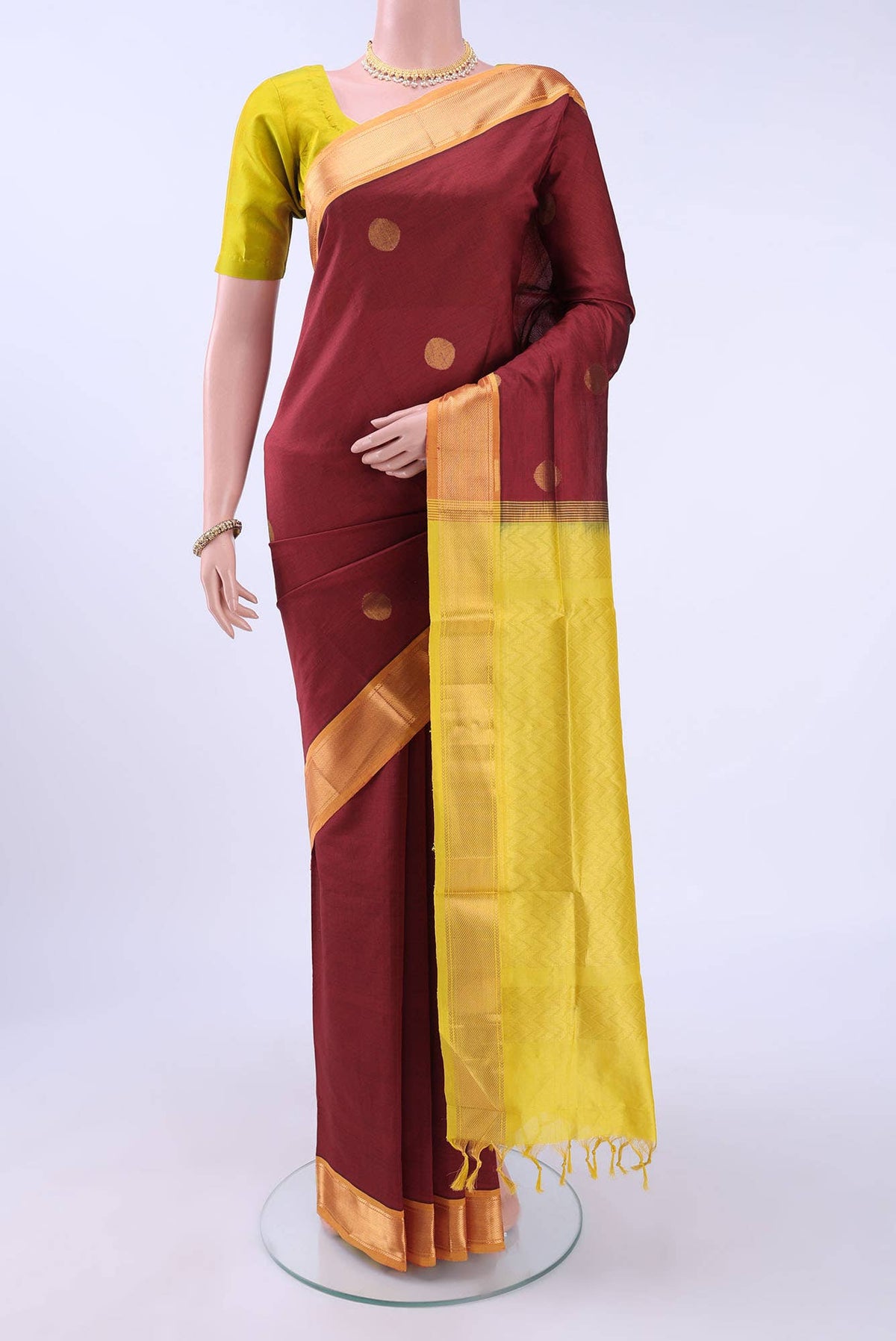 Maroon Silk Cotton Saree