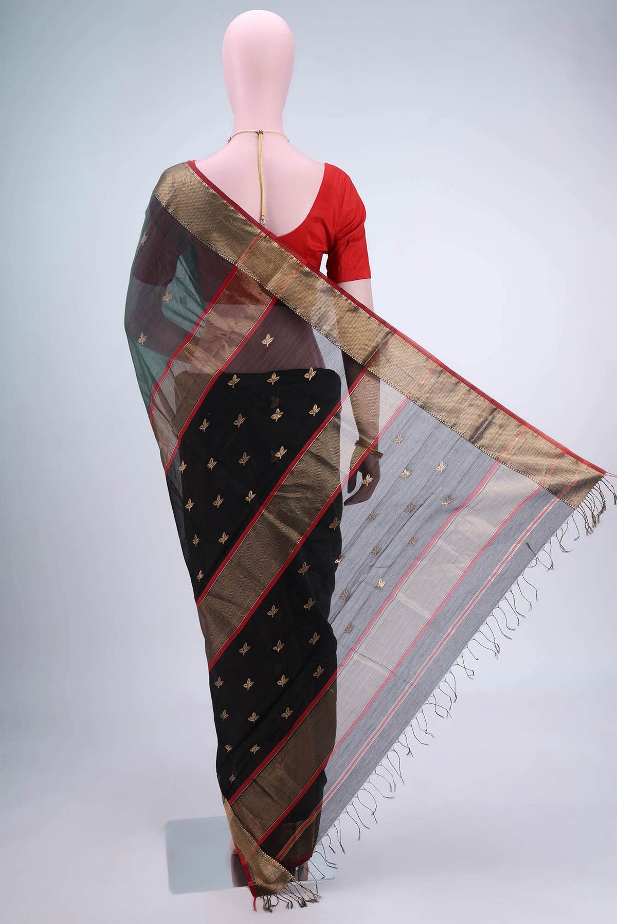 Davys Grey Khadi Cotton Saree