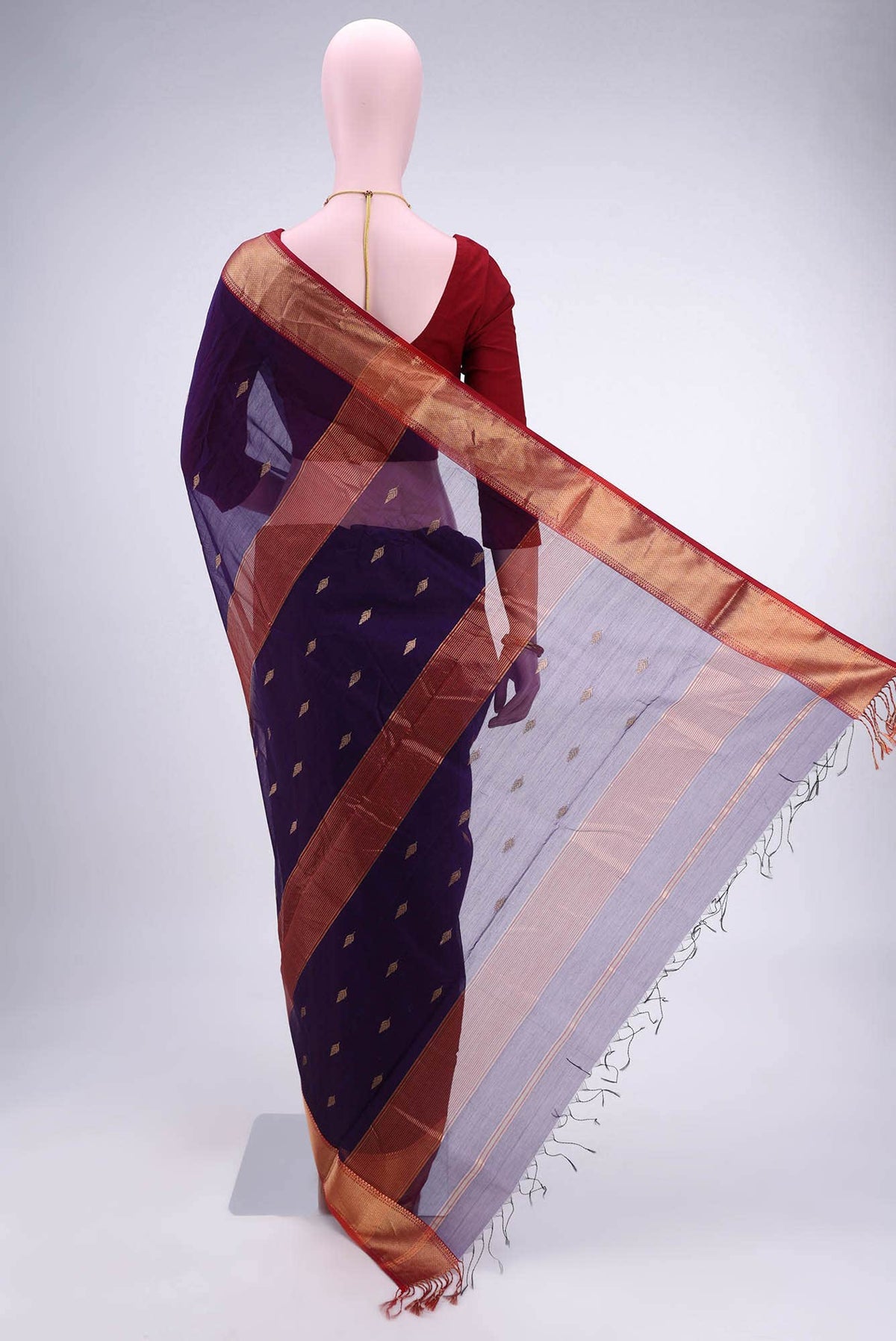 Purple Khadi Cotton Saree