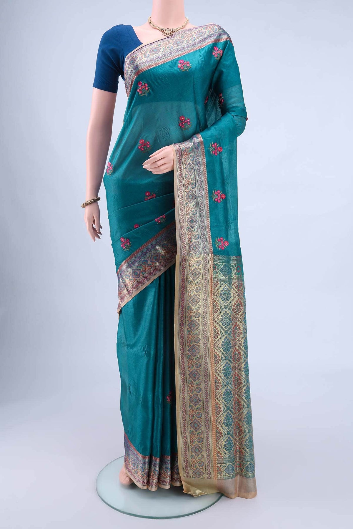 Dark Blue Banarasi Silk Saree