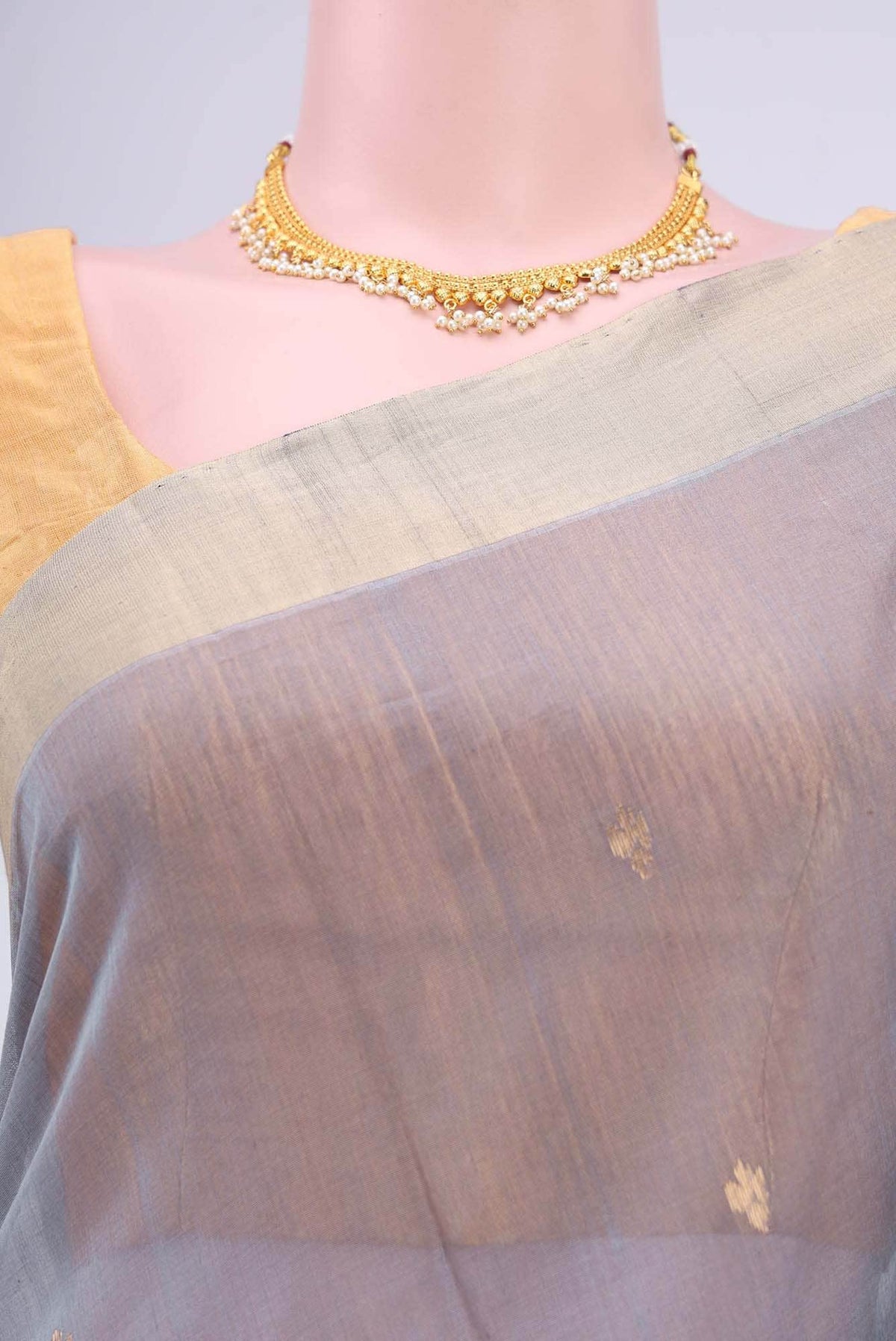 Grey Chanderi Silk Cotton Saree