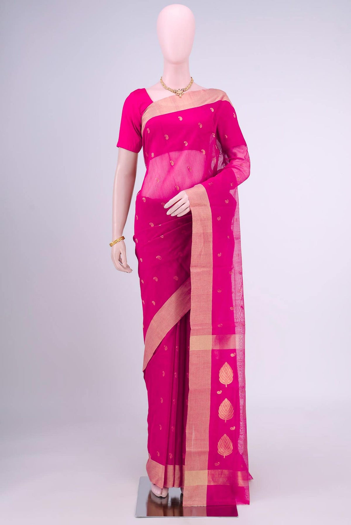 Rani Pink Chanderi Silk Cotton Saree
