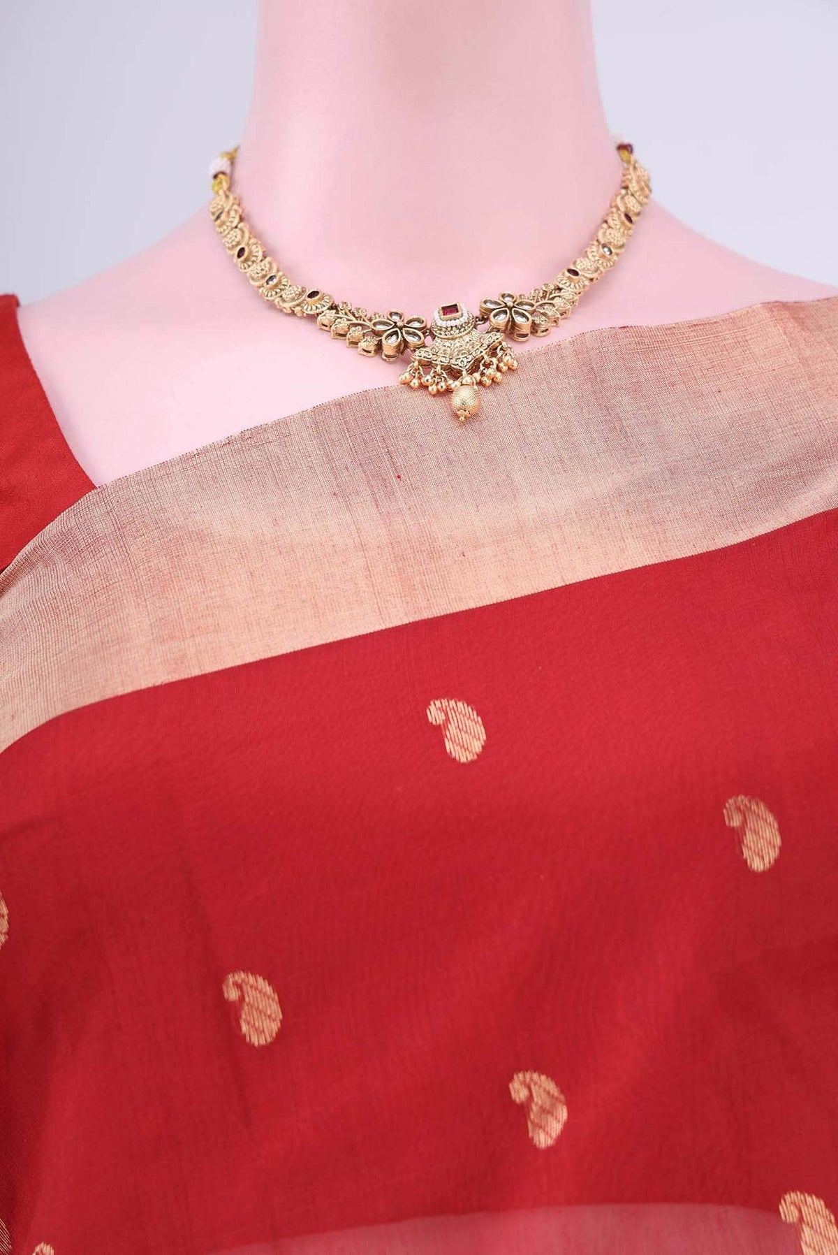Red Chanderi Silk Cotton Saree