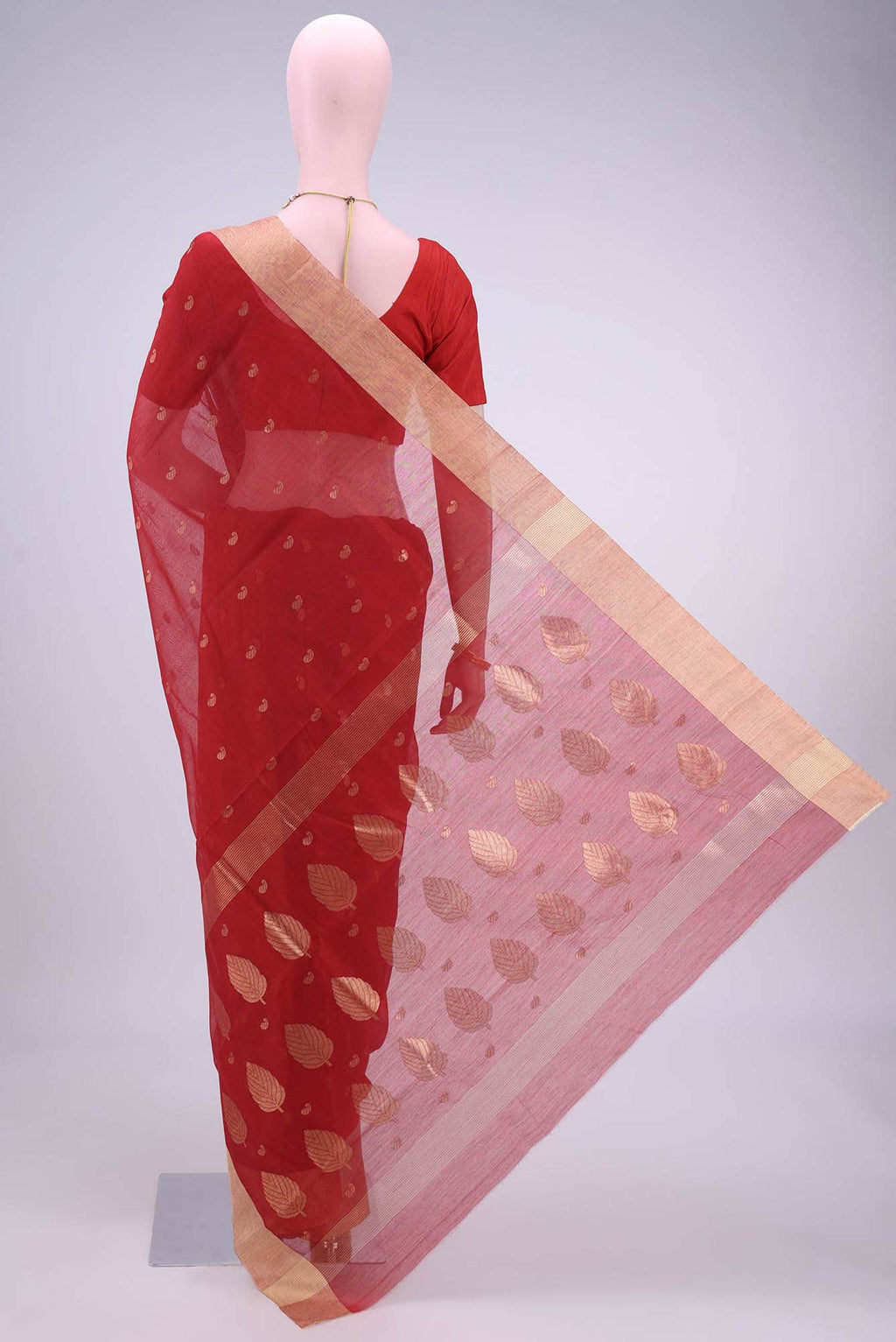 Red Chanderi Silk Cotton Saree