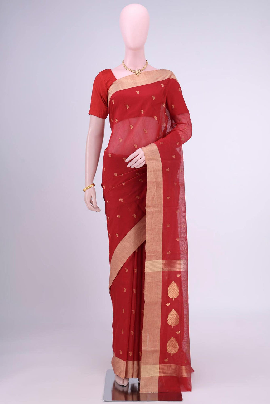 Red Chanderi Silk Cotton Saree