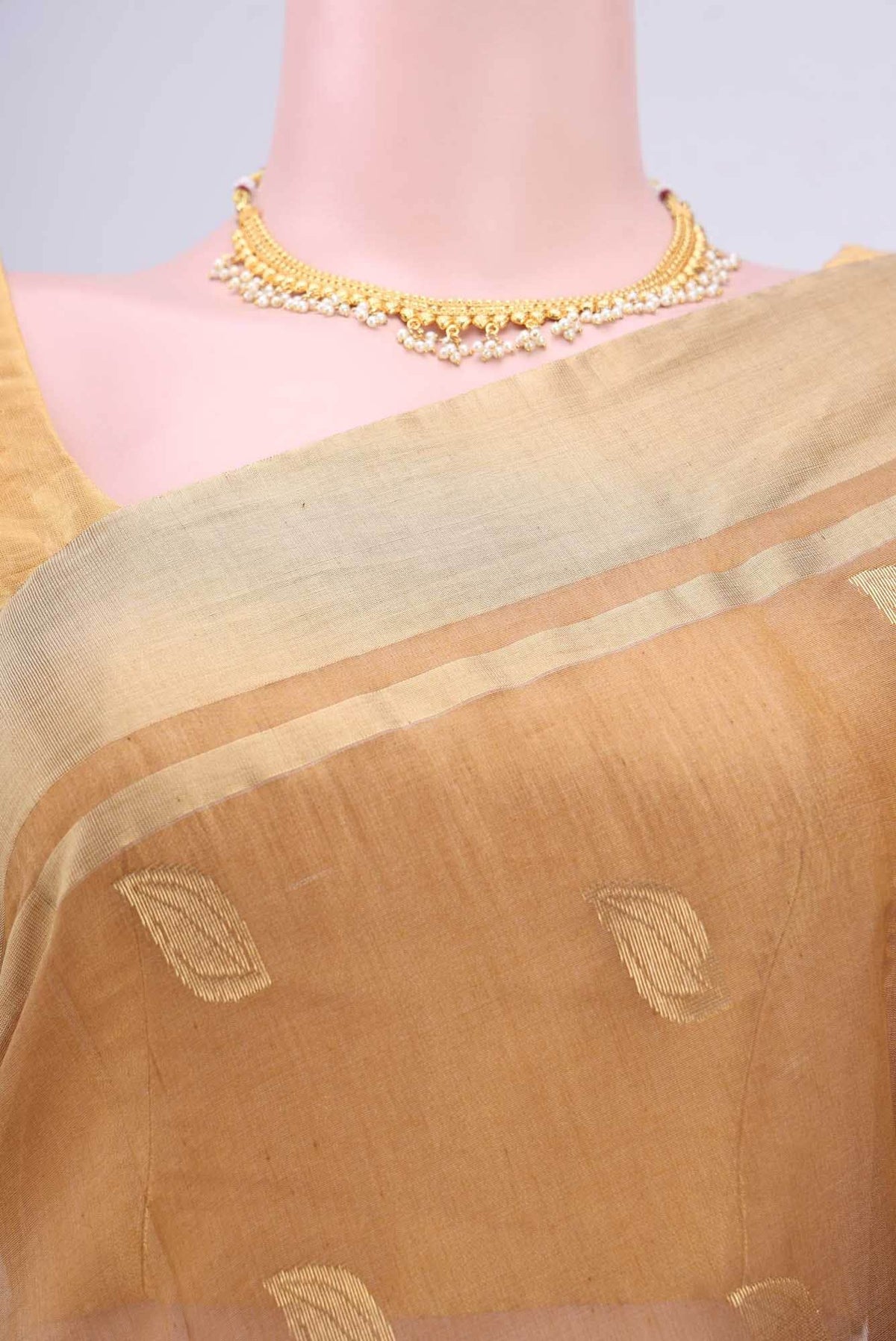 Beige Chanderi Silk Cotton Saree