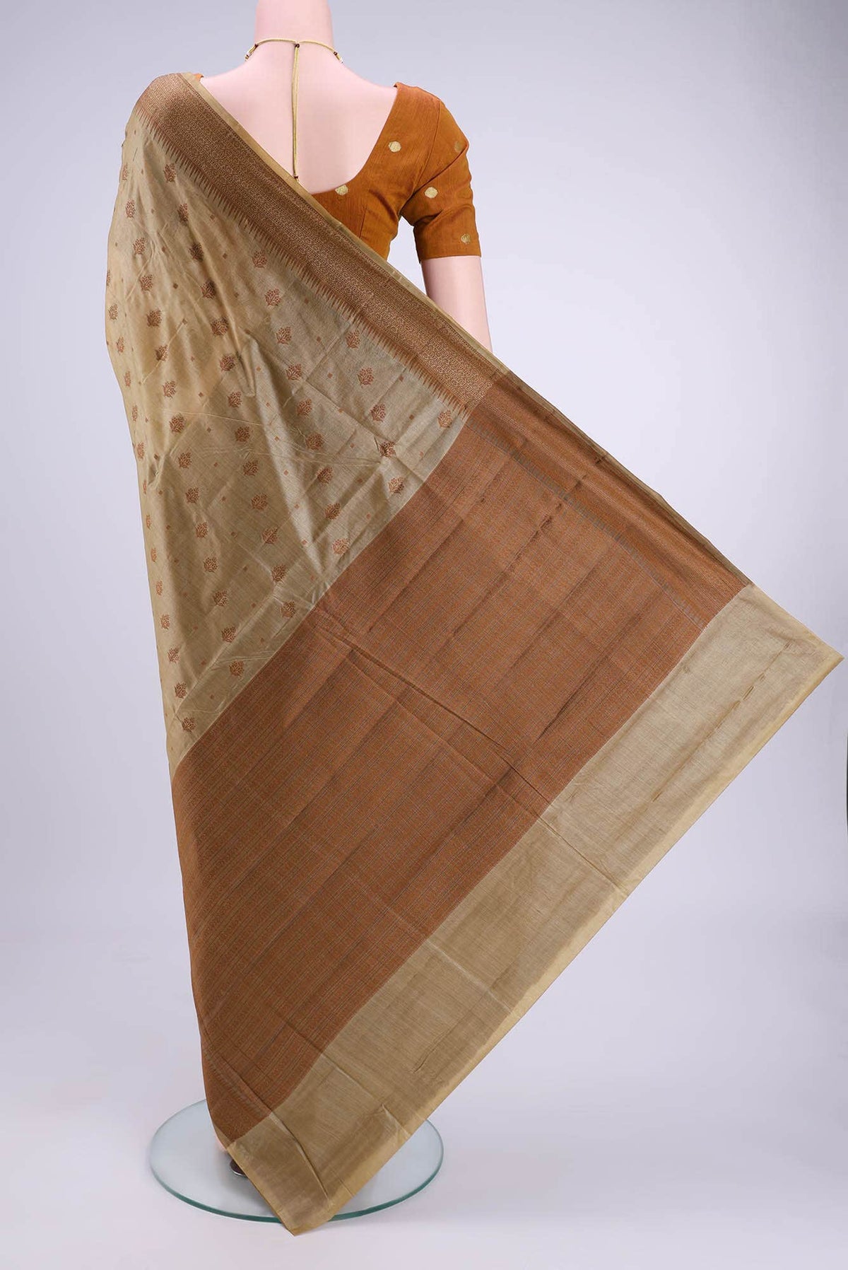 Beige Banarasi Raw Silk Saree