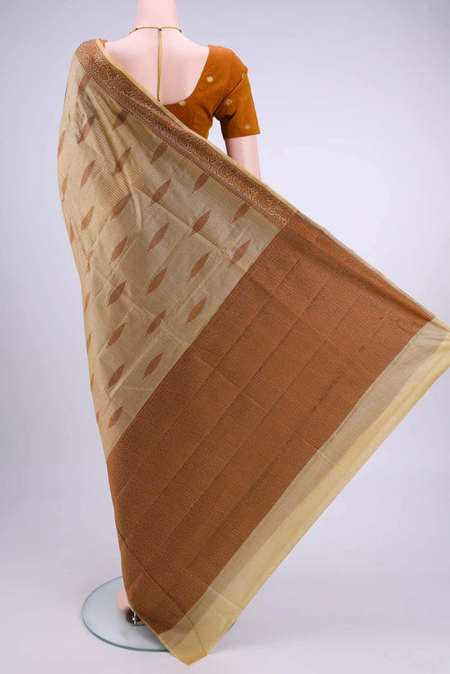 Beige Banarasi Raw Silk Saree