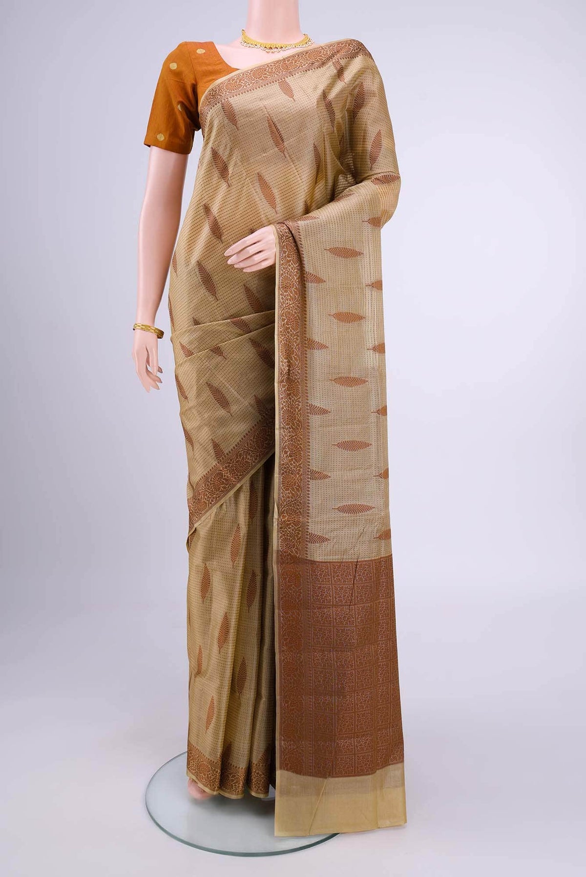 Beige Banarasi Raw Silk Saree