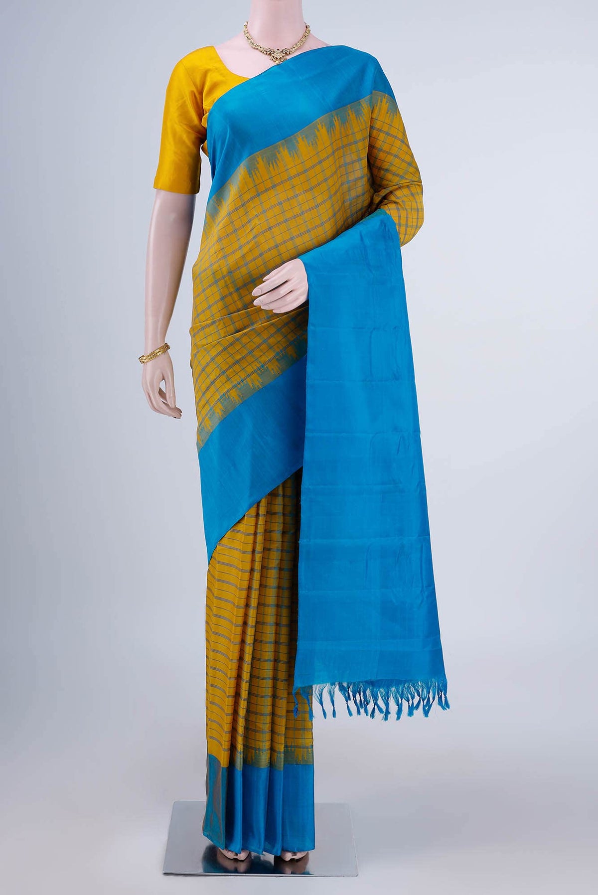 Yellow Gadwal Silk Saree