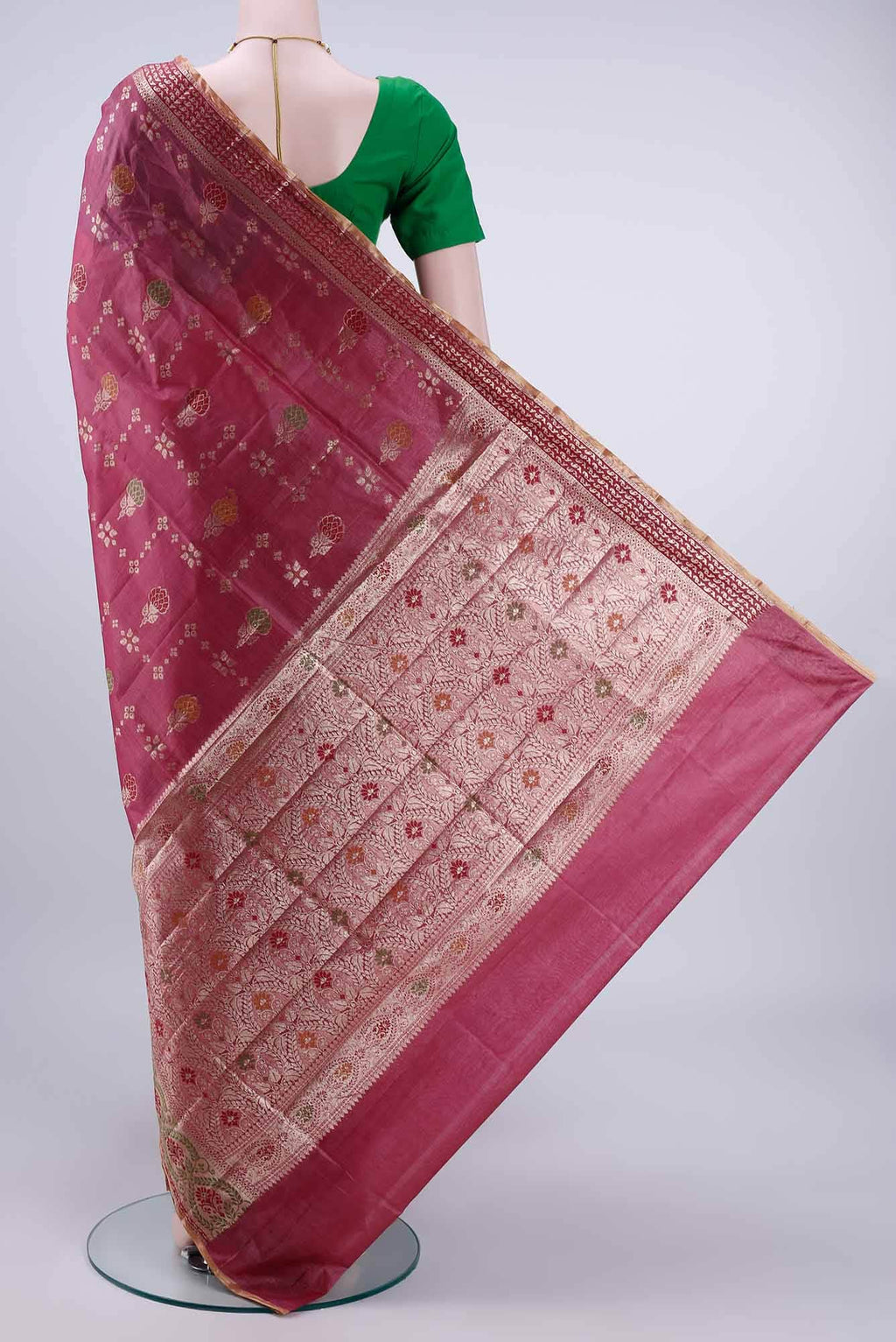 Pink Banarasi Tussar Silk Saree