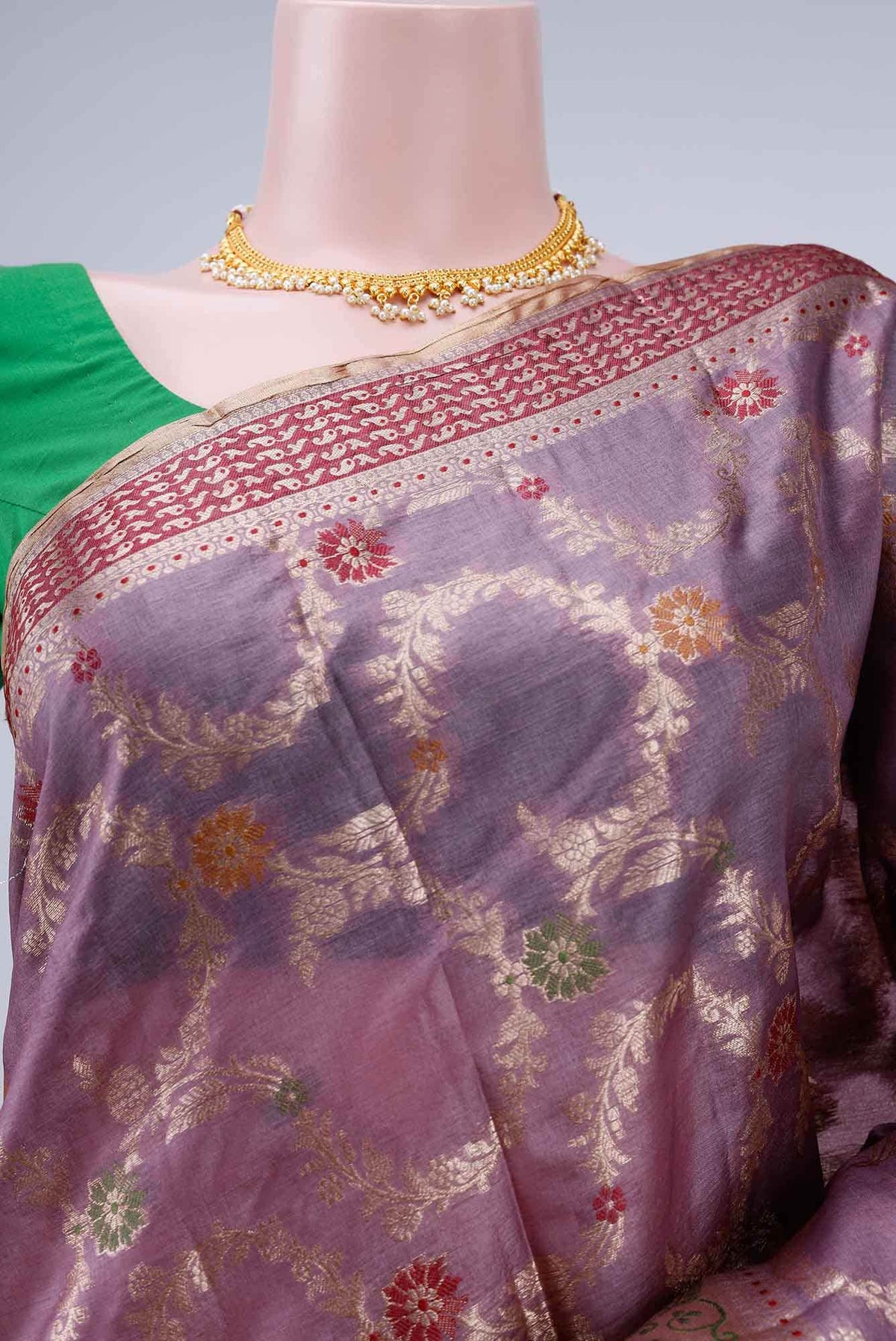 Mauve Banarasi Tussar Silk Saree