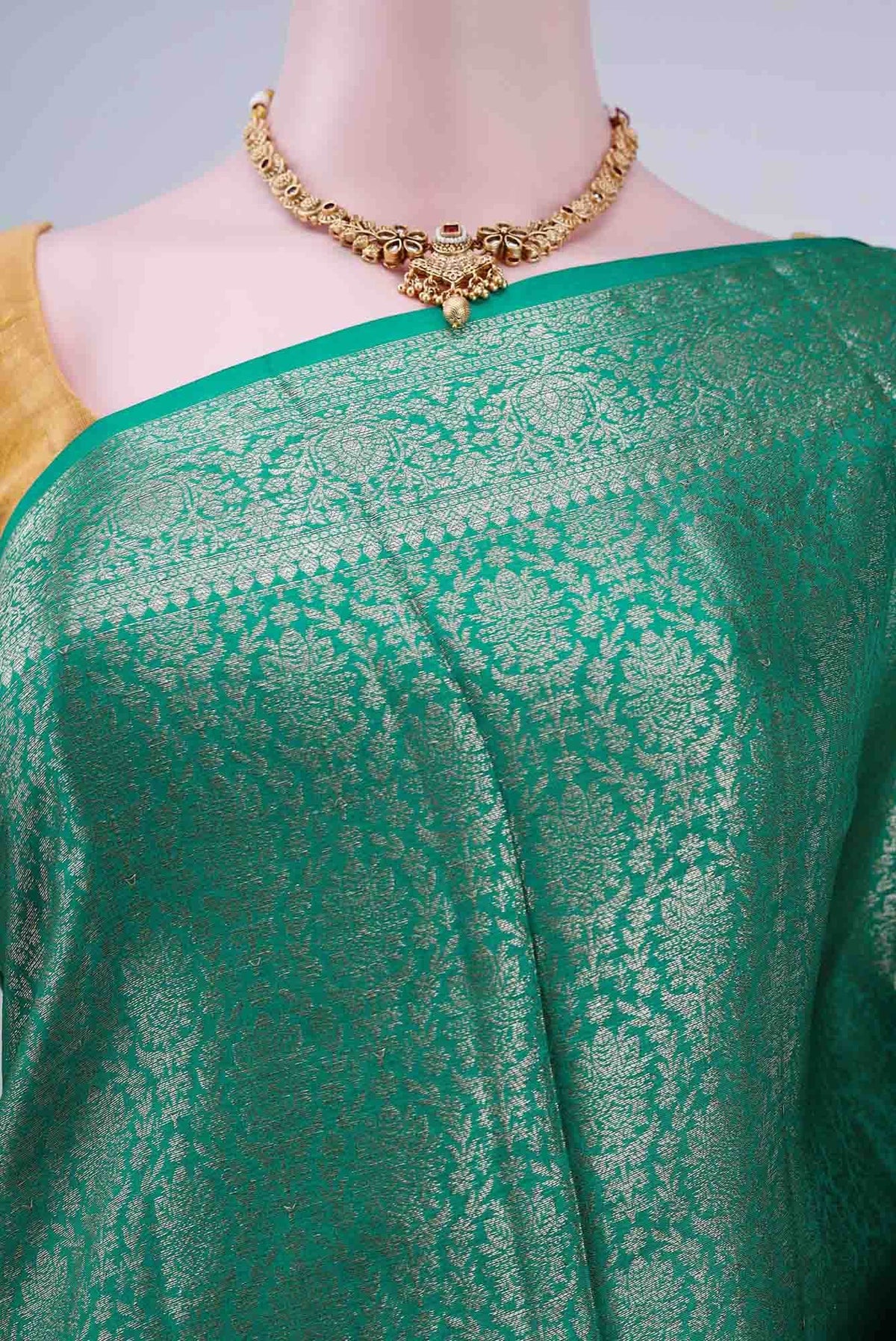 Green Banarasi Tussar Silk Saree