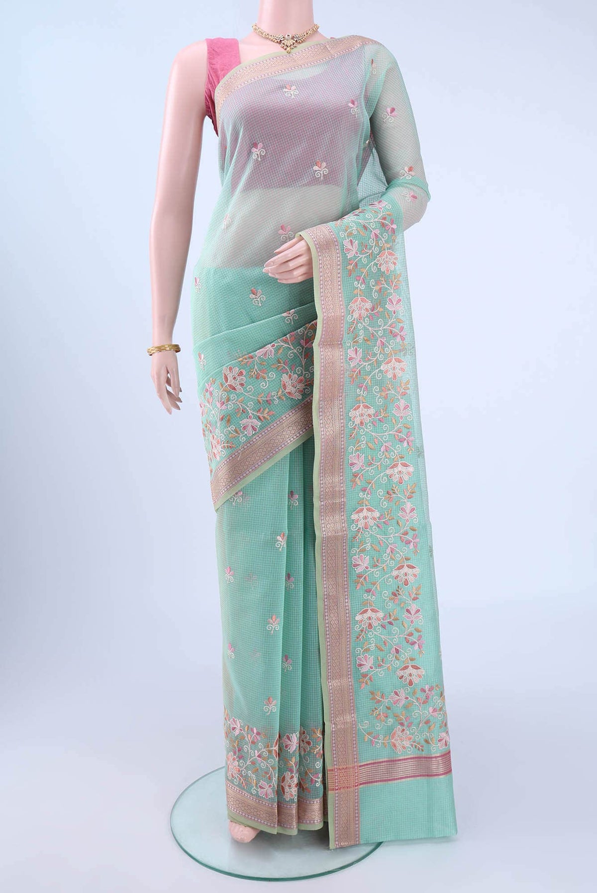 Sea Green Kota Cotton Saree