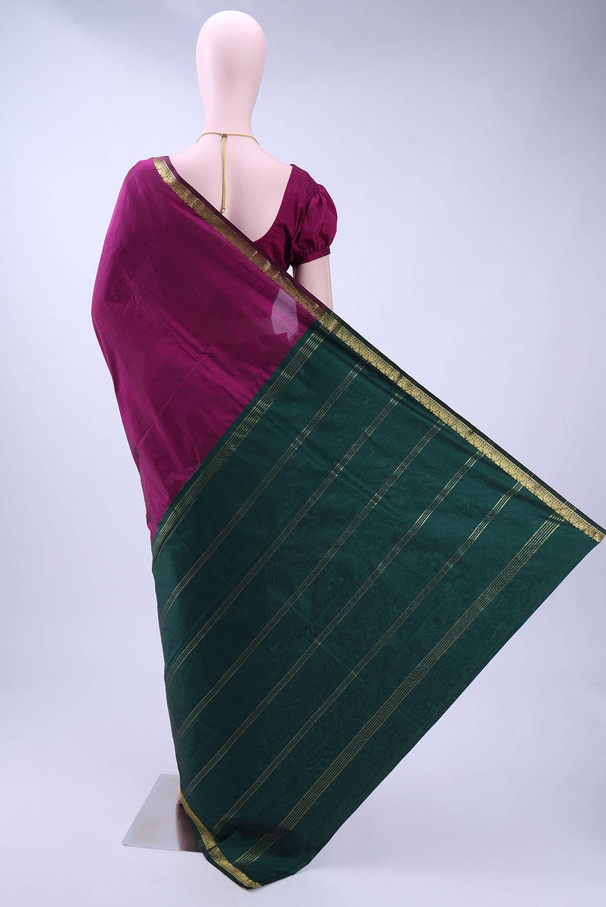 Dark Pink Blended Bangalore Silk Saree